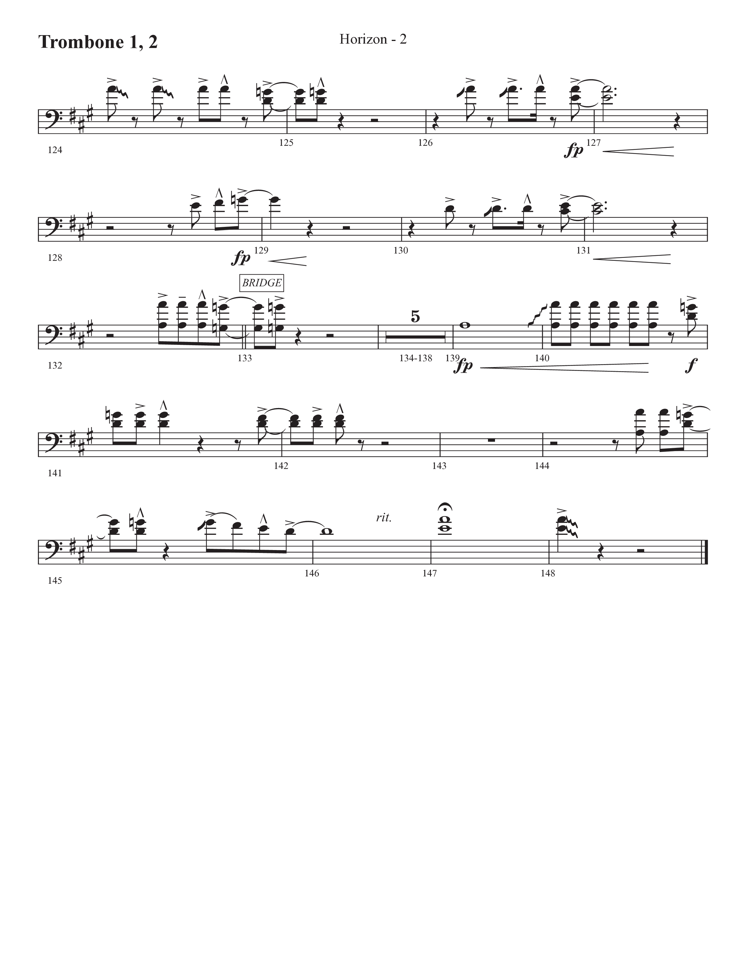 Horizon (Choral Anthem SATB) Trombone 1/2 (Prestonwood Worship / Prestonwood Choir / Michael Neale / Orch. Jonathan Walker)