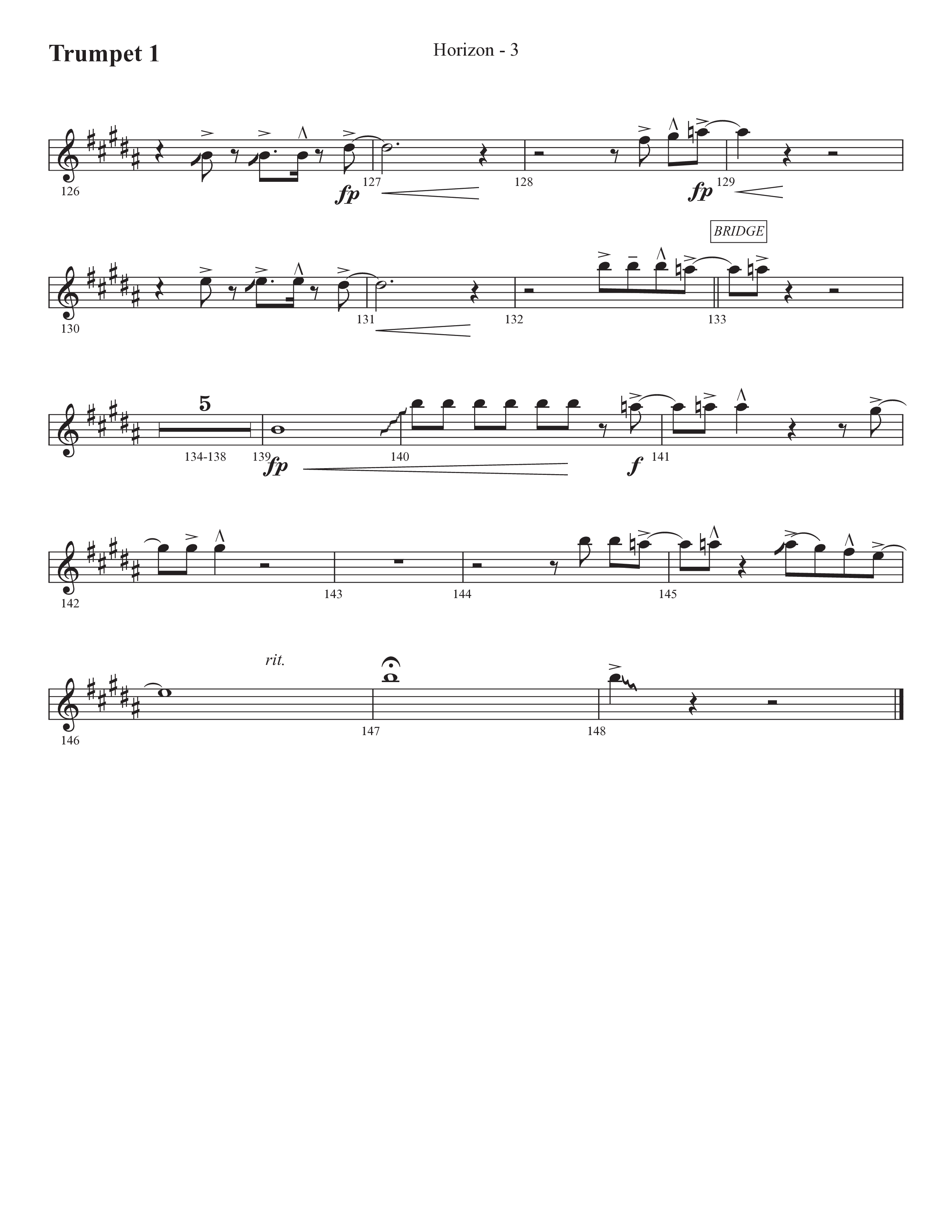 Horizon (Choral Anthem SATB) Trumpet 1 (Prestonwood Worship / Prestonwood Choir / Michael Neale / Orch. Jonathan Walker)