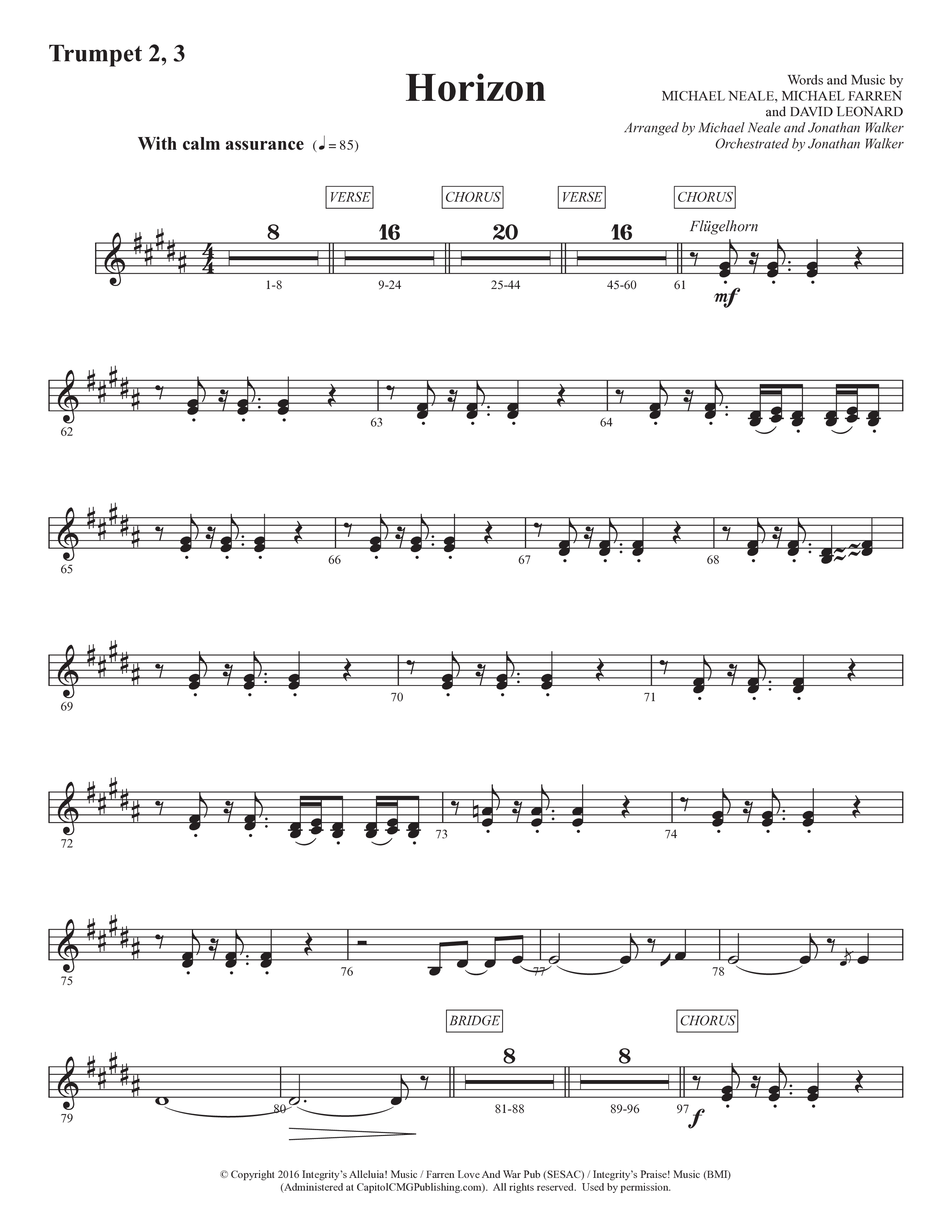 Horizon (Choral Anthem SATB) Trumpet 2/3 (Prestonwood Worship / Prestonwood Choir / Michael Neale / Orch. Jonathan Walker)