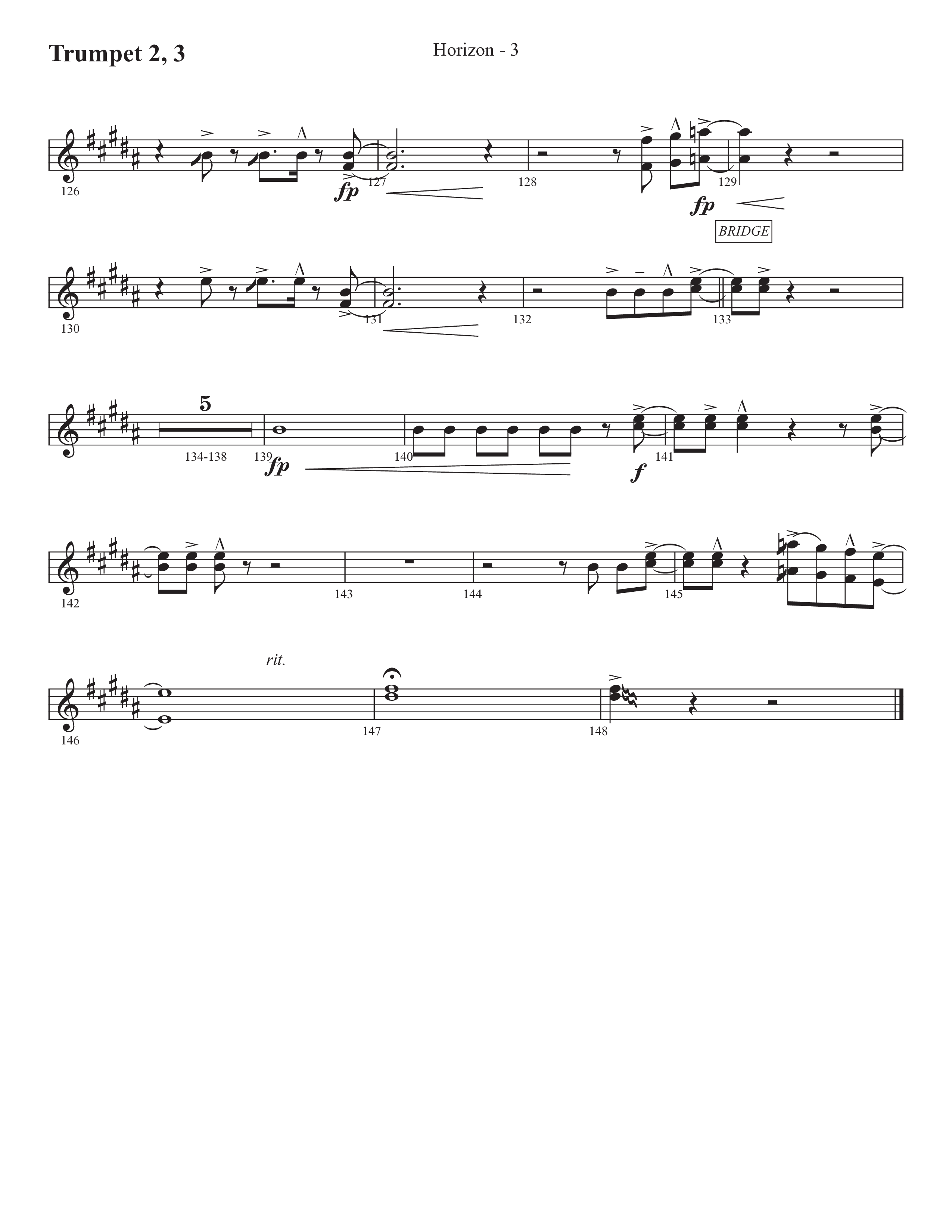 Horizon (Choral Anthem SATB) Trumpet 2/3 (Prestonwood Worship / Prestonwood Choir / Michael Neale / Orch. Jonathan Walker)