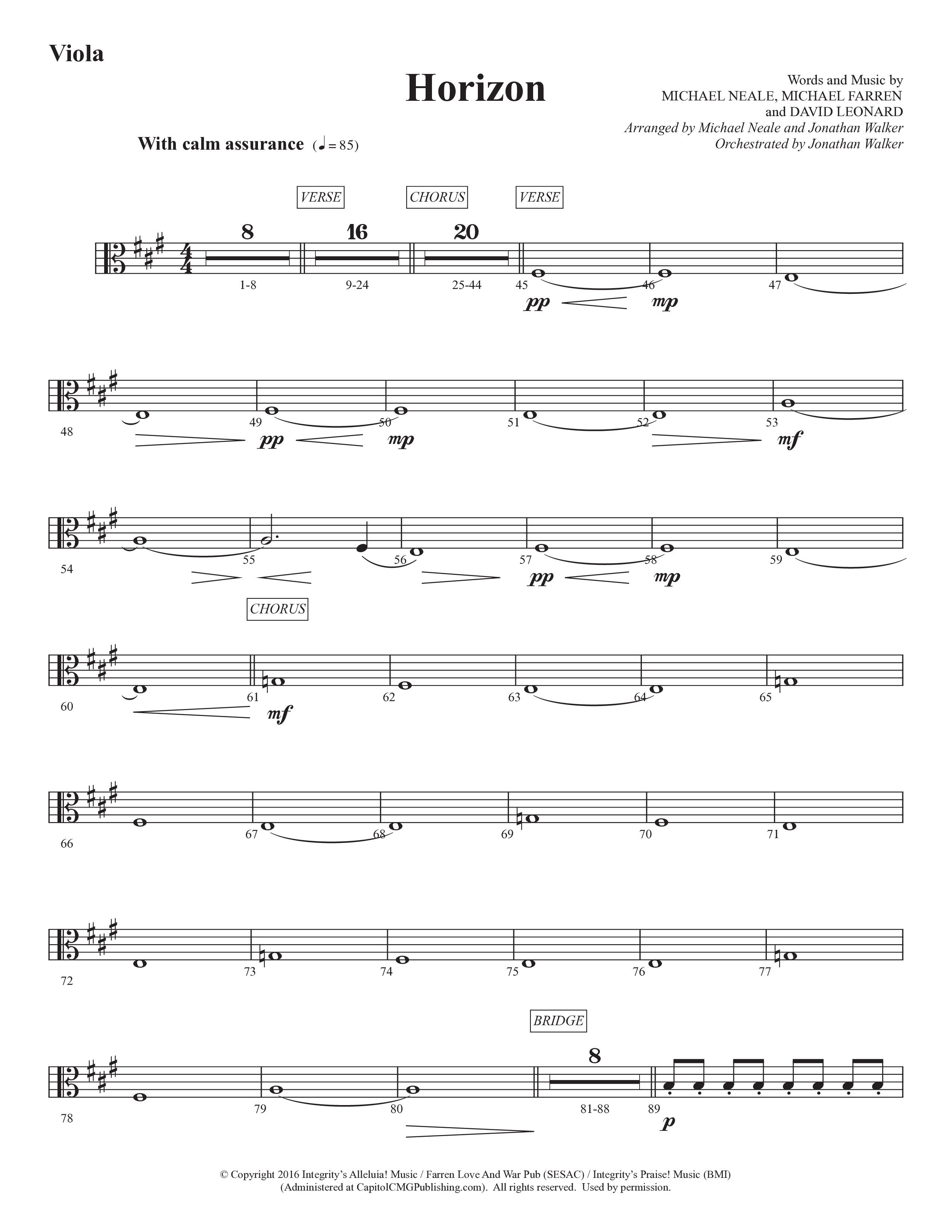 Horizon (Choral Anthem SATB) Viola (Prestonwood Worship / Prestonwood Choir / Michael Neale / Orch. Jonathan Walker)