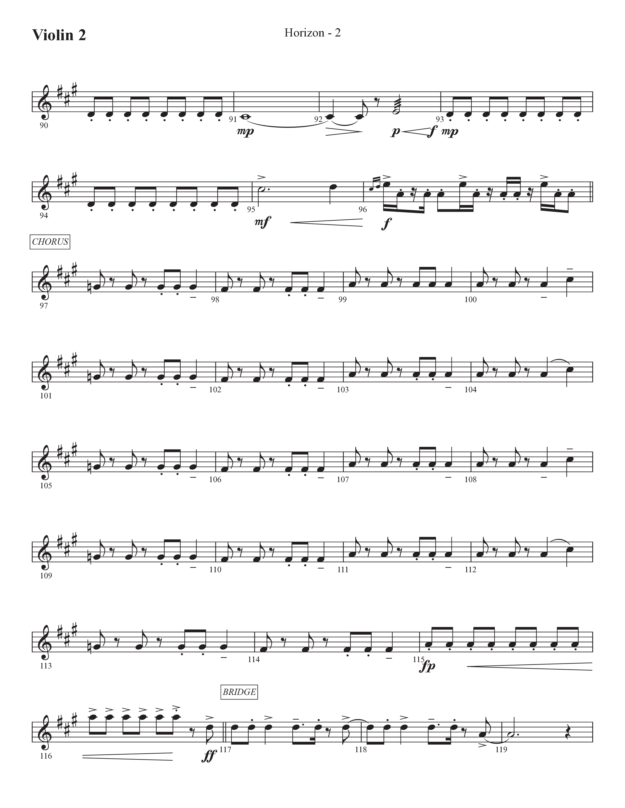Horizon (Choral Anthem SATB) Violin 2 (Prestonwood Worship / Prestonwood Choir / Michael Neale / Orch. Jonathan Walker)