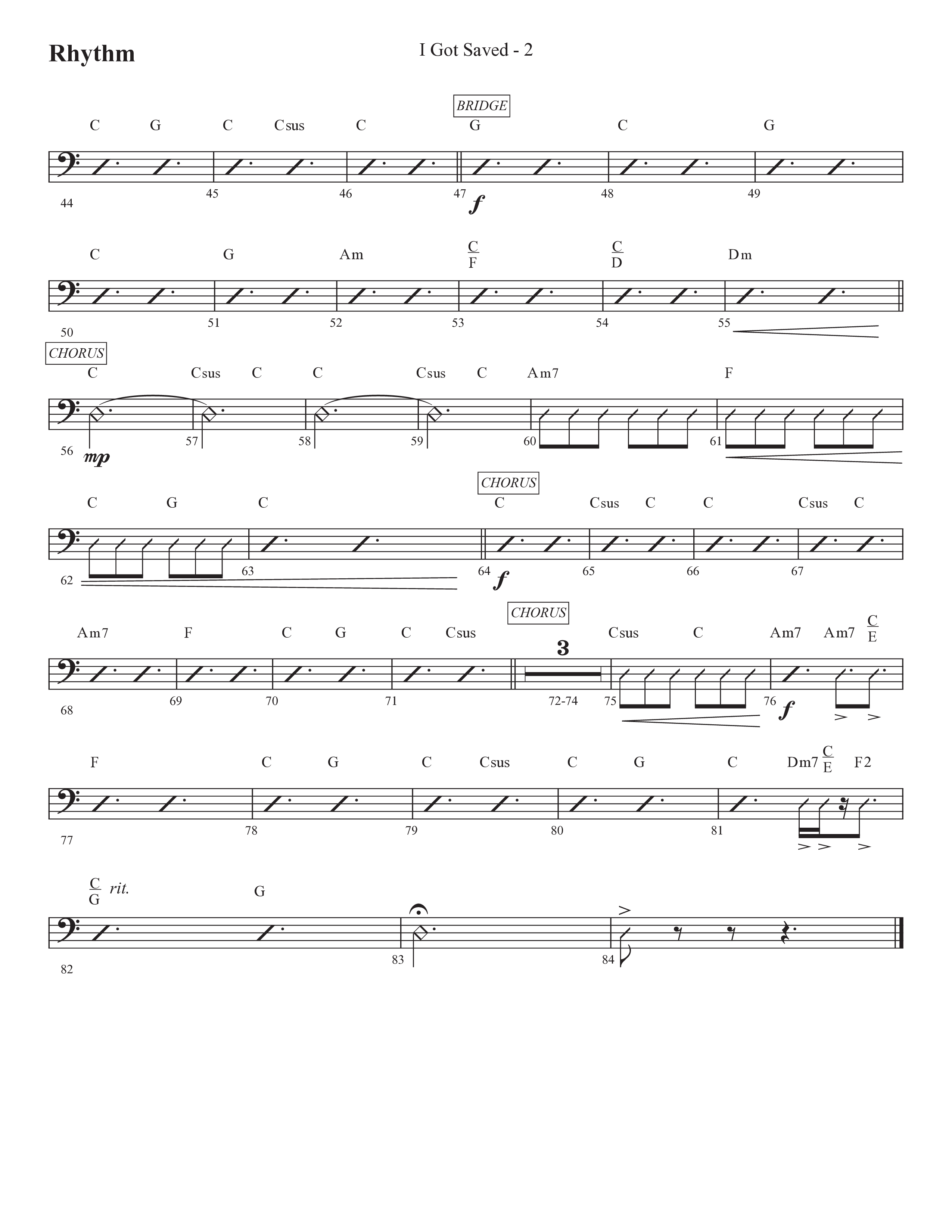 I Got Saved (Choral Anthem SATB) Rhythm Chart (Prestonwood Worship / Prestonwood Choir / Arr. Carson Wagner)
