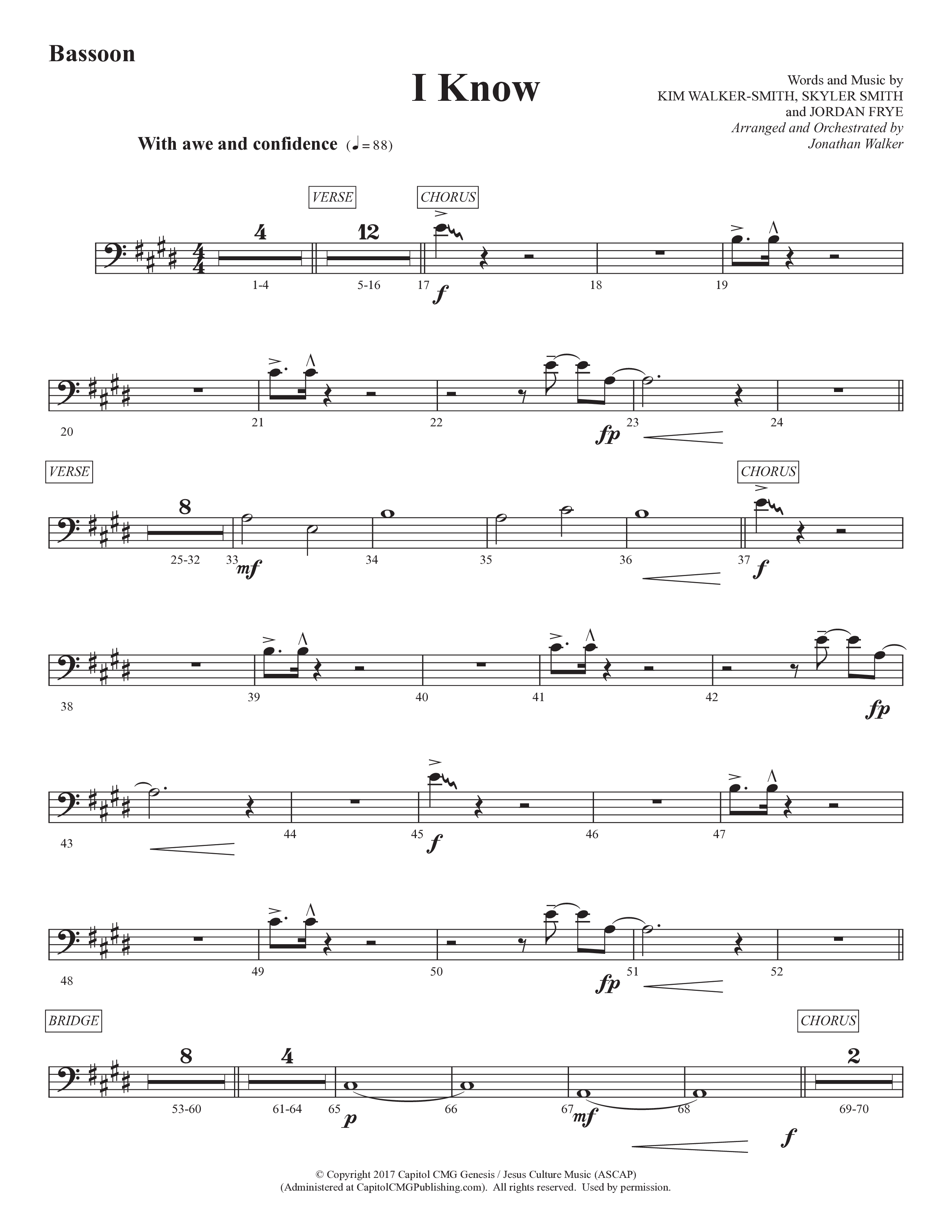 I Know (Choral Anthem SATB) Bassoon (Prestonwood Worship / Prestonwood Choir / Arr. Jonathan Walker)