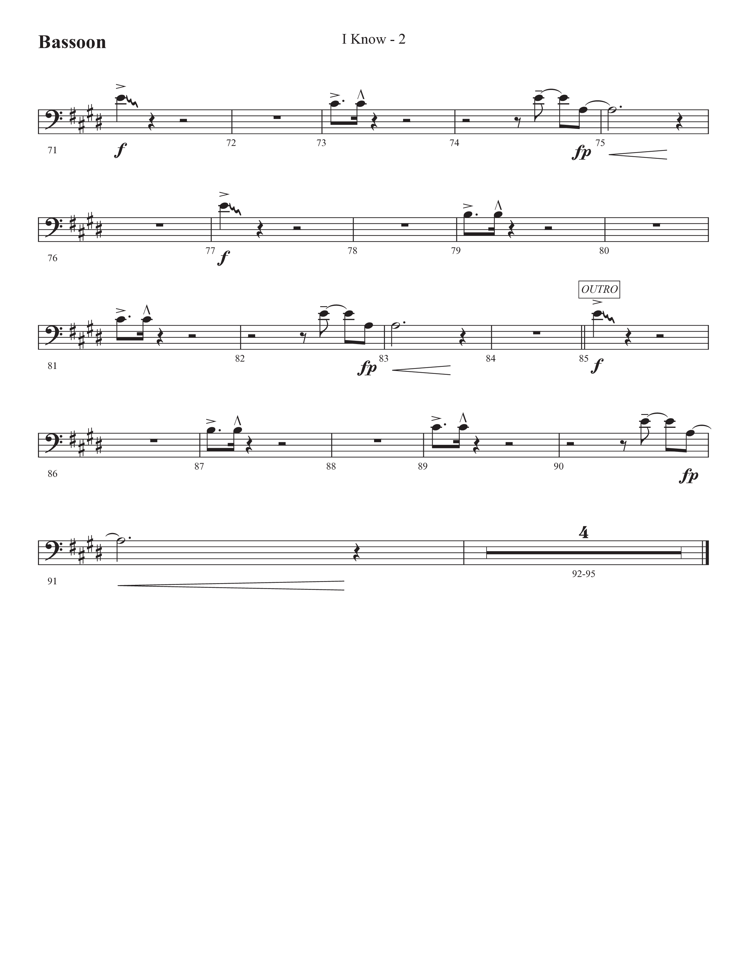 I Know (Choral Anthem SATB) Bassoon (Prestonwood Worship / Prestonwood Choir / Arr. Jonathan Walker)