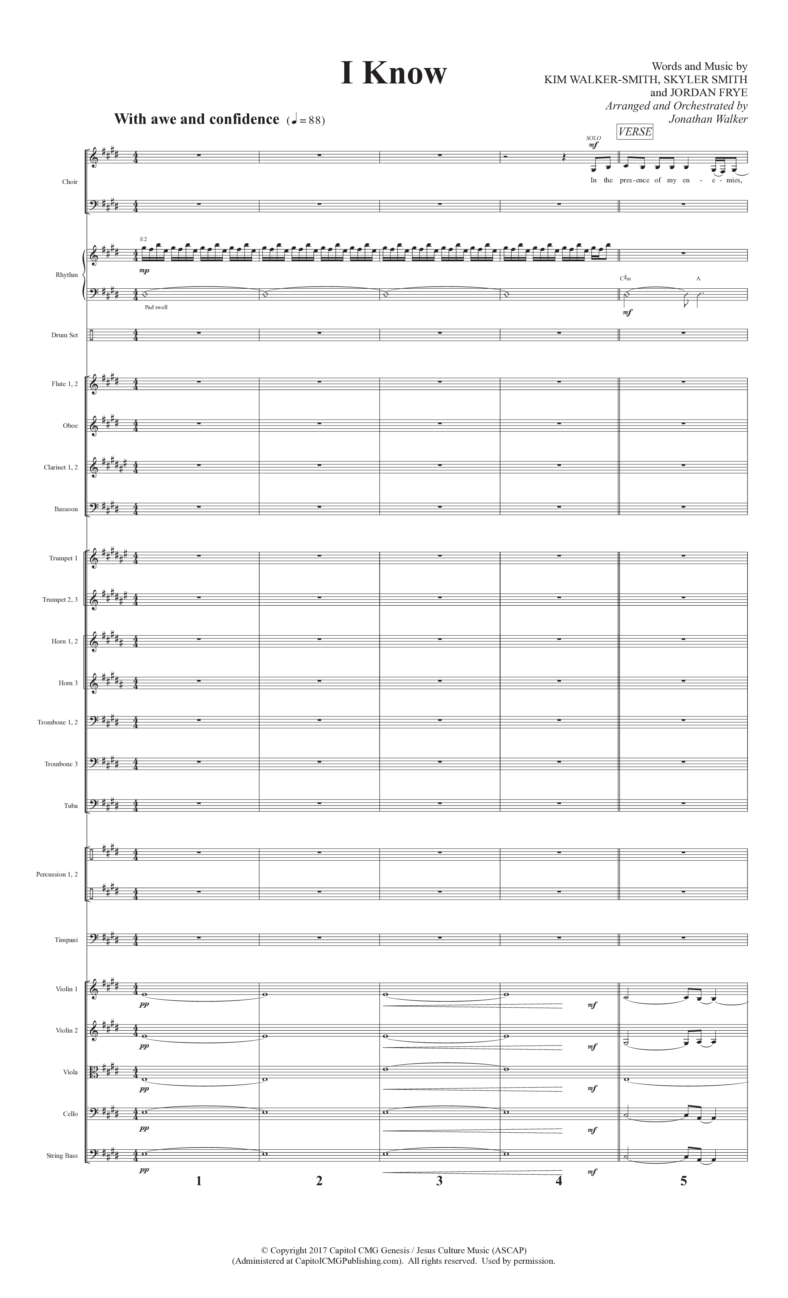 I Know (Choral Anthem SATB) Orchestration (Prestonwood Worship / Prestonwood Choir / Arr. Jonathan Walker)