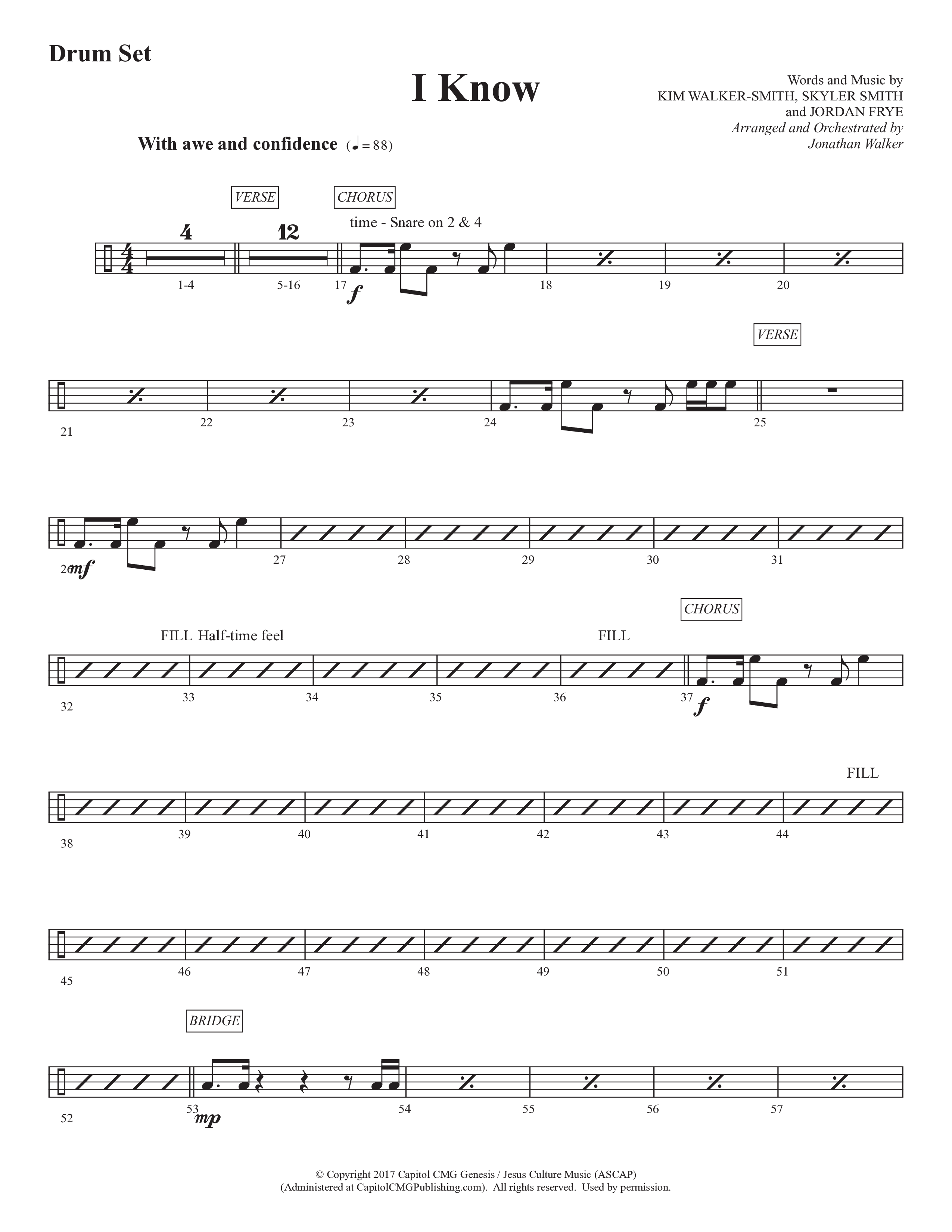 I Know (Choral Anthem SATB) Drum Set (Prestonwood Worship / Prestonwood Choir / Arr. Jonathan Walker)