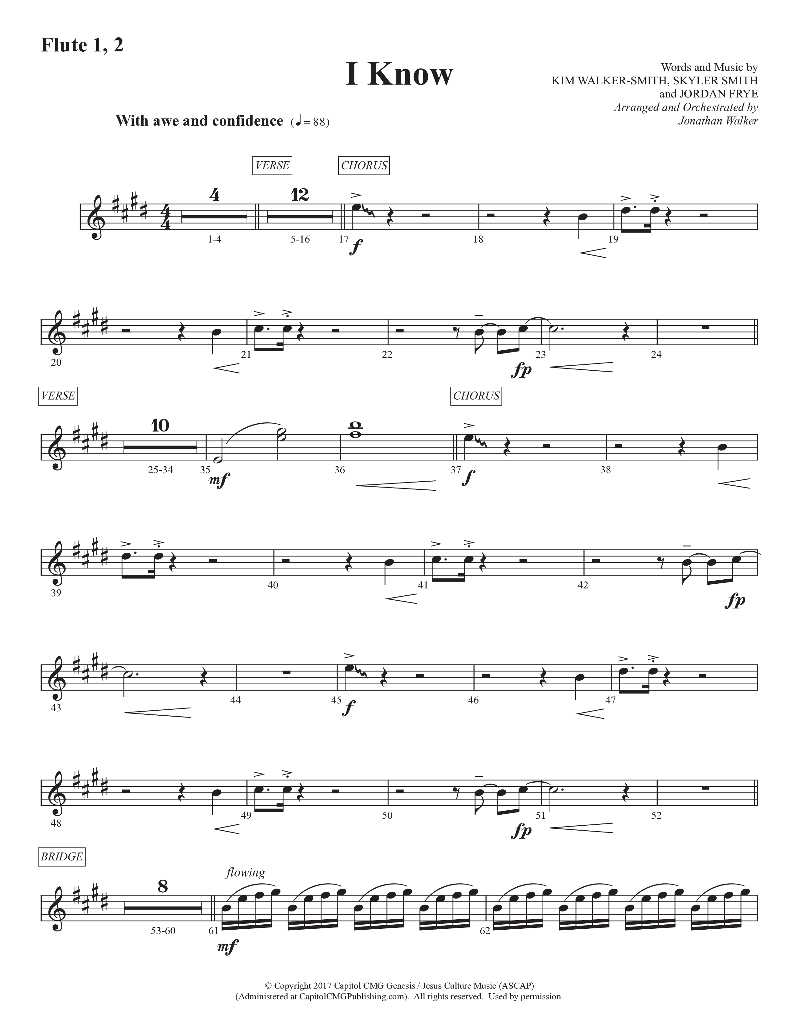 I Know (Choral Anthem SATB) Flute 1/2 (Prestonwood Worship / Prestonwood Choir / Arr. Jonathan Walker)