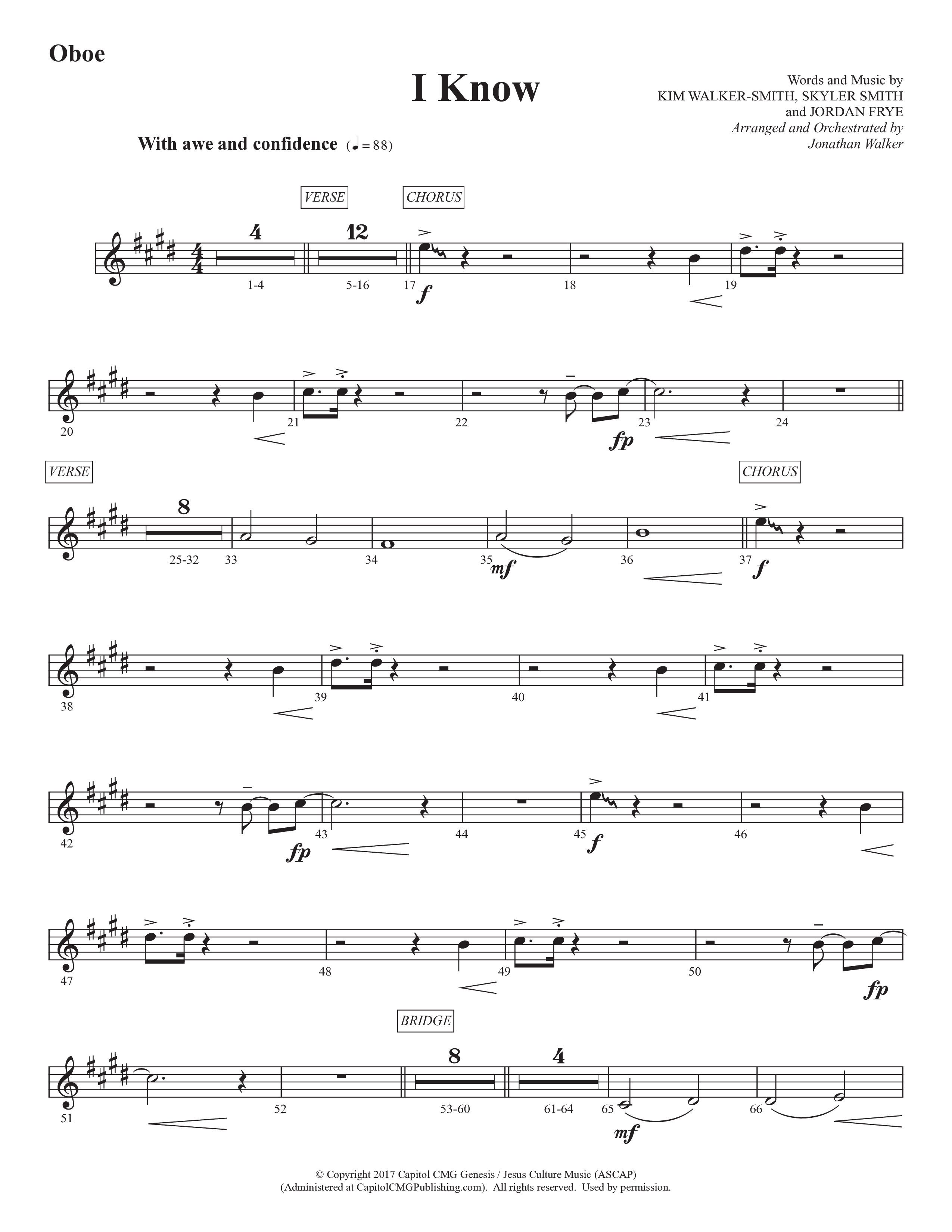 I Know (Choral Anthem SATB) Oboe (Prestonwood Worship / Prestonwood Choir / Arr. Jonathan Walker)