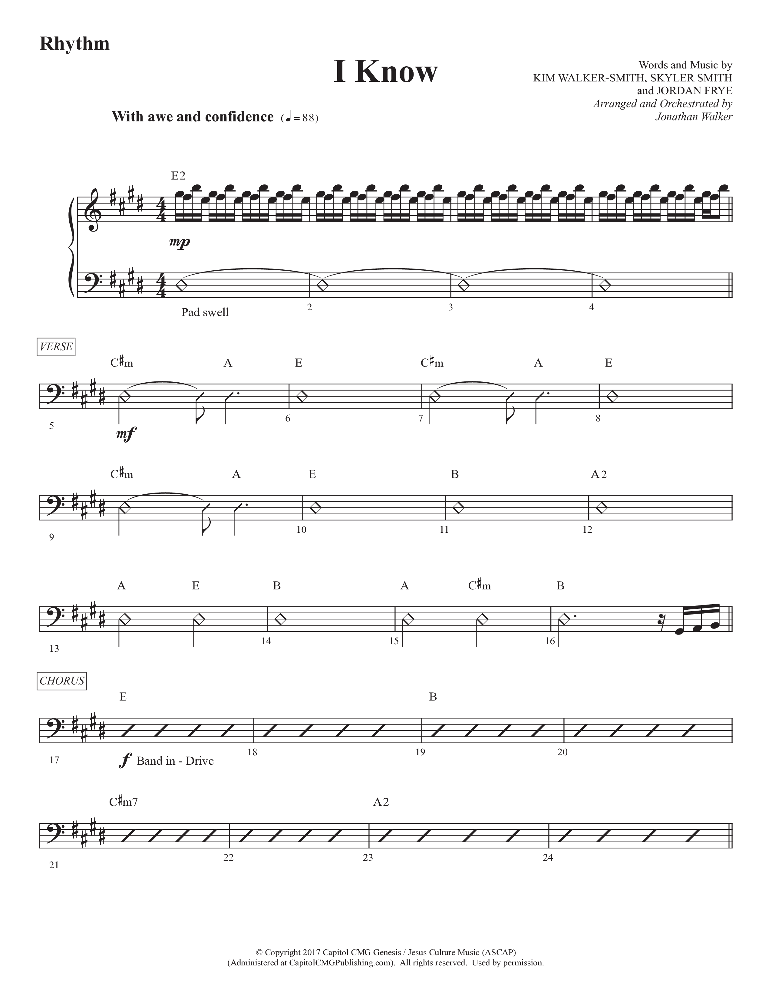 I Know (Choral Anthem SATB) Rhythm Chart (Prestonwood Worship / Prestonwood Choir / Arr. Jonathan Walker)
