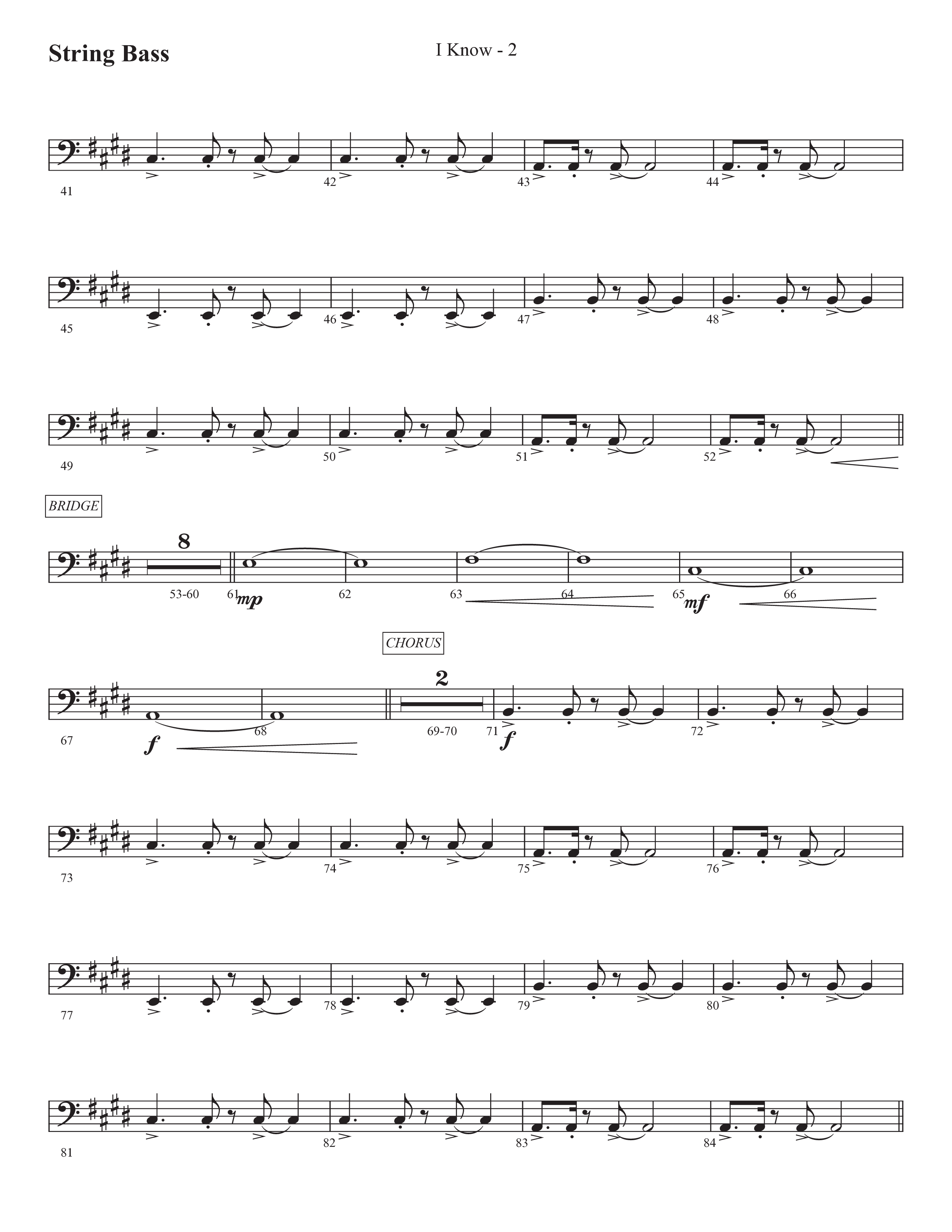 I Know (Choral Anthem SATB) String Bass (Prestonwood Worship / Prestonwood Choir / Arr. Jonathan Walker)