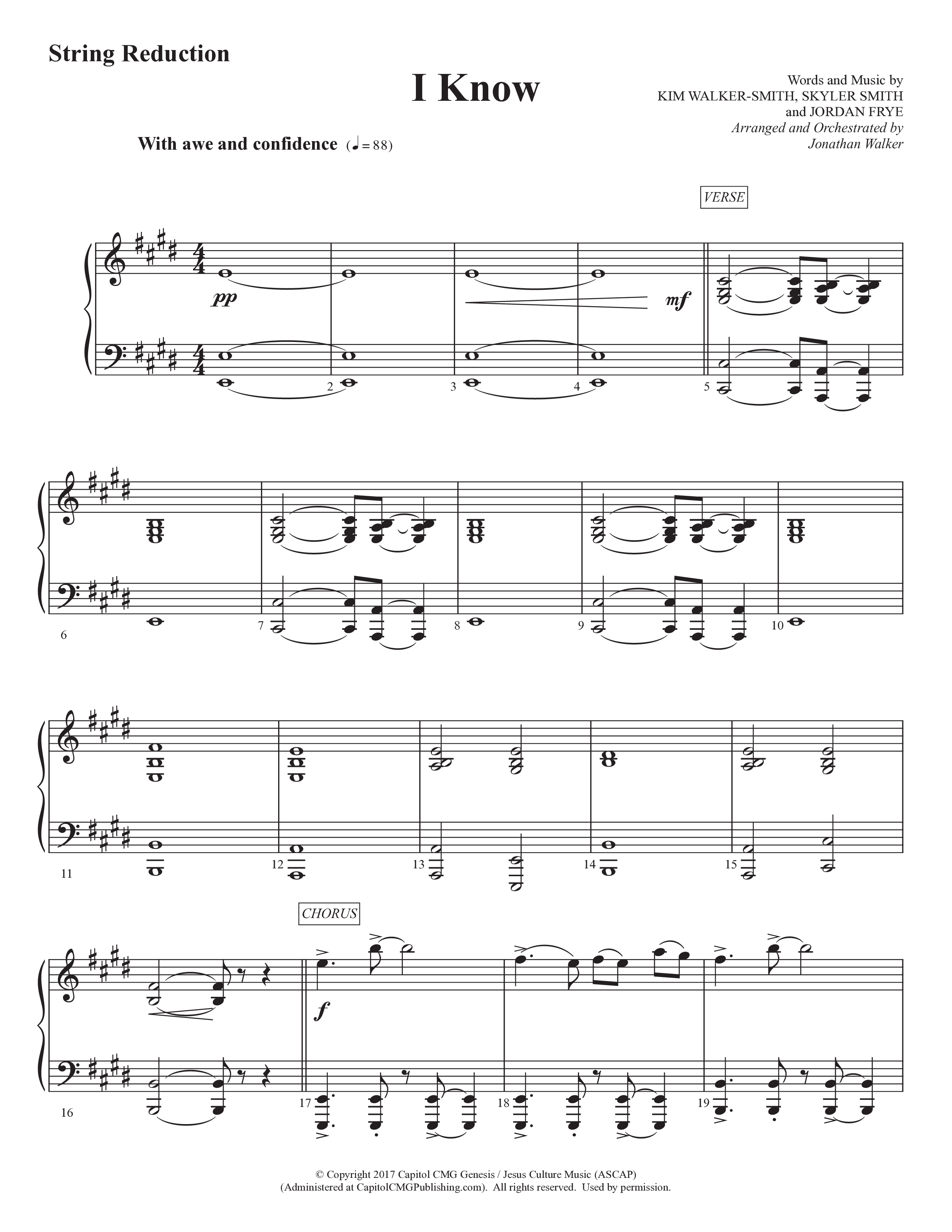 I Know (Choral Anthem SATB) String Reduction (Prestonwood Worship / Prestonwood Choir / Arr. Jonathan Walker)