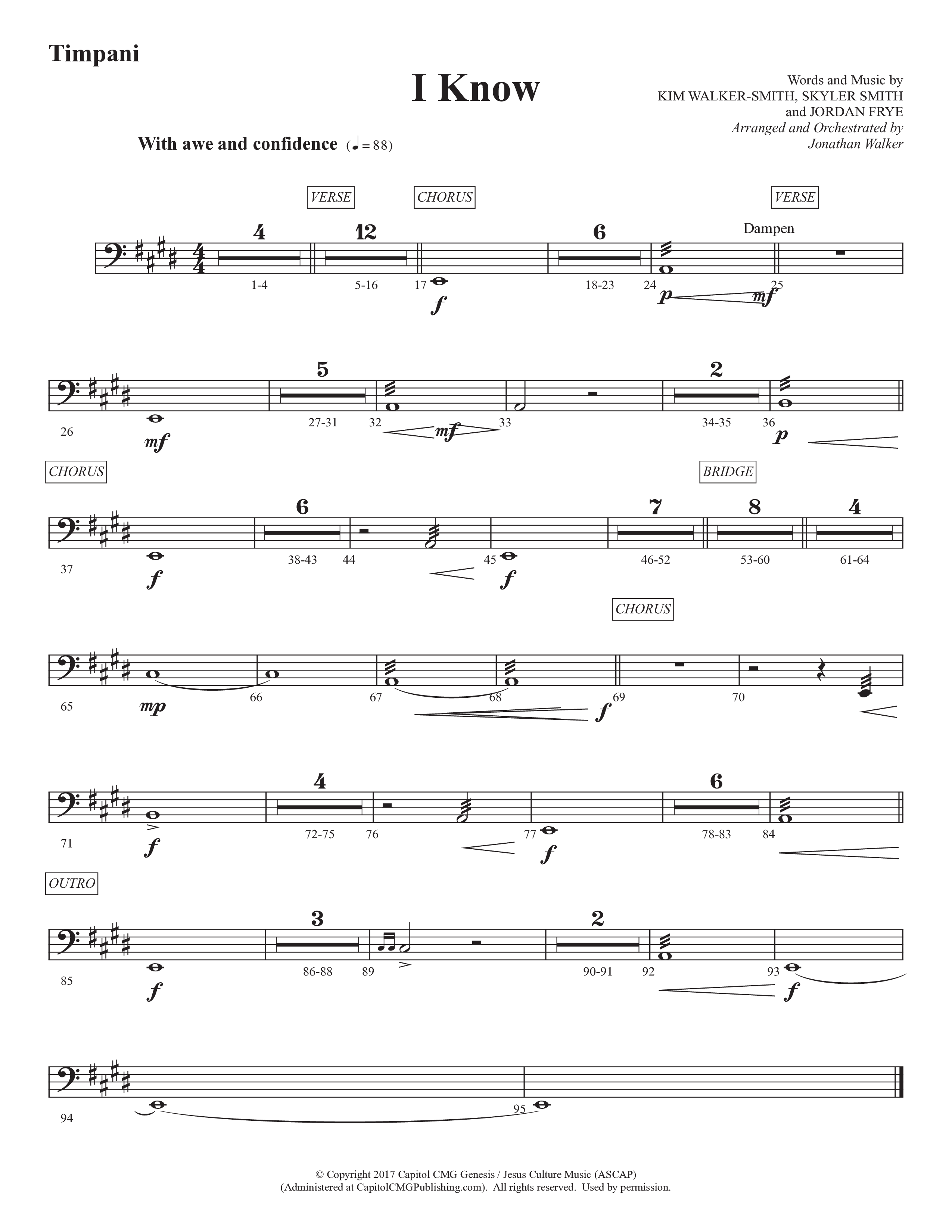 I Know (Choral Anthem SATB) Timpani (Prestonwood Worship / Prestonwood Choir / Arr. Jonathan Walker)