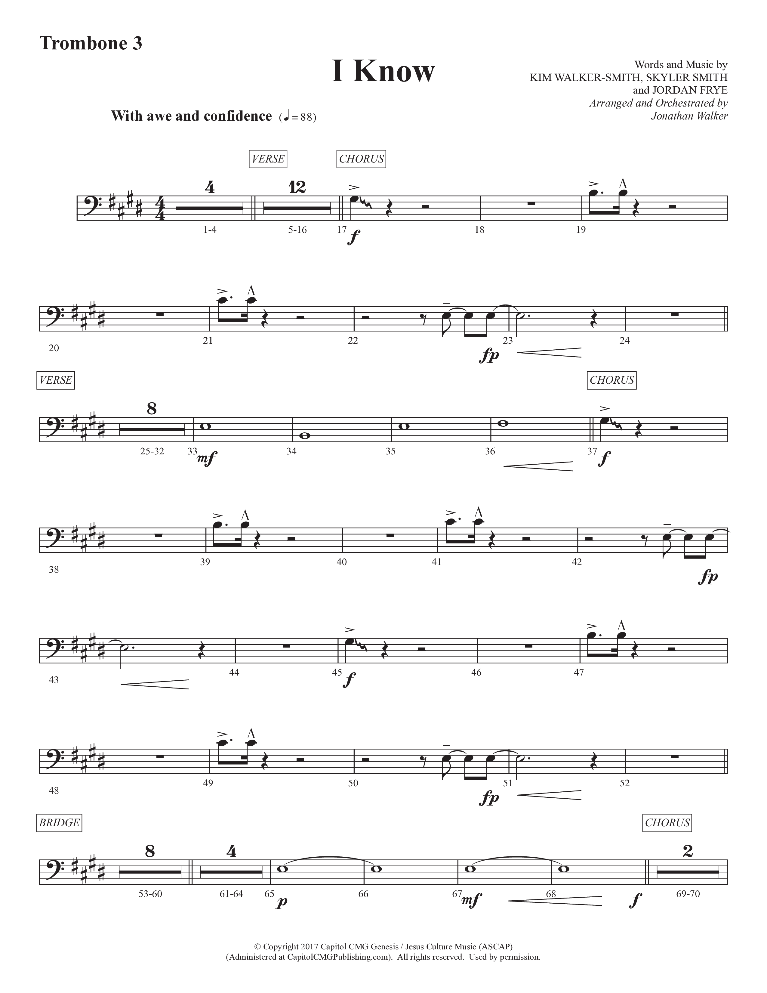 I Know (Choral Anthem SATB) Trombone 3 (Prestonwood Worship / Prestonwood Choir / Arr. Jonathan Walker)