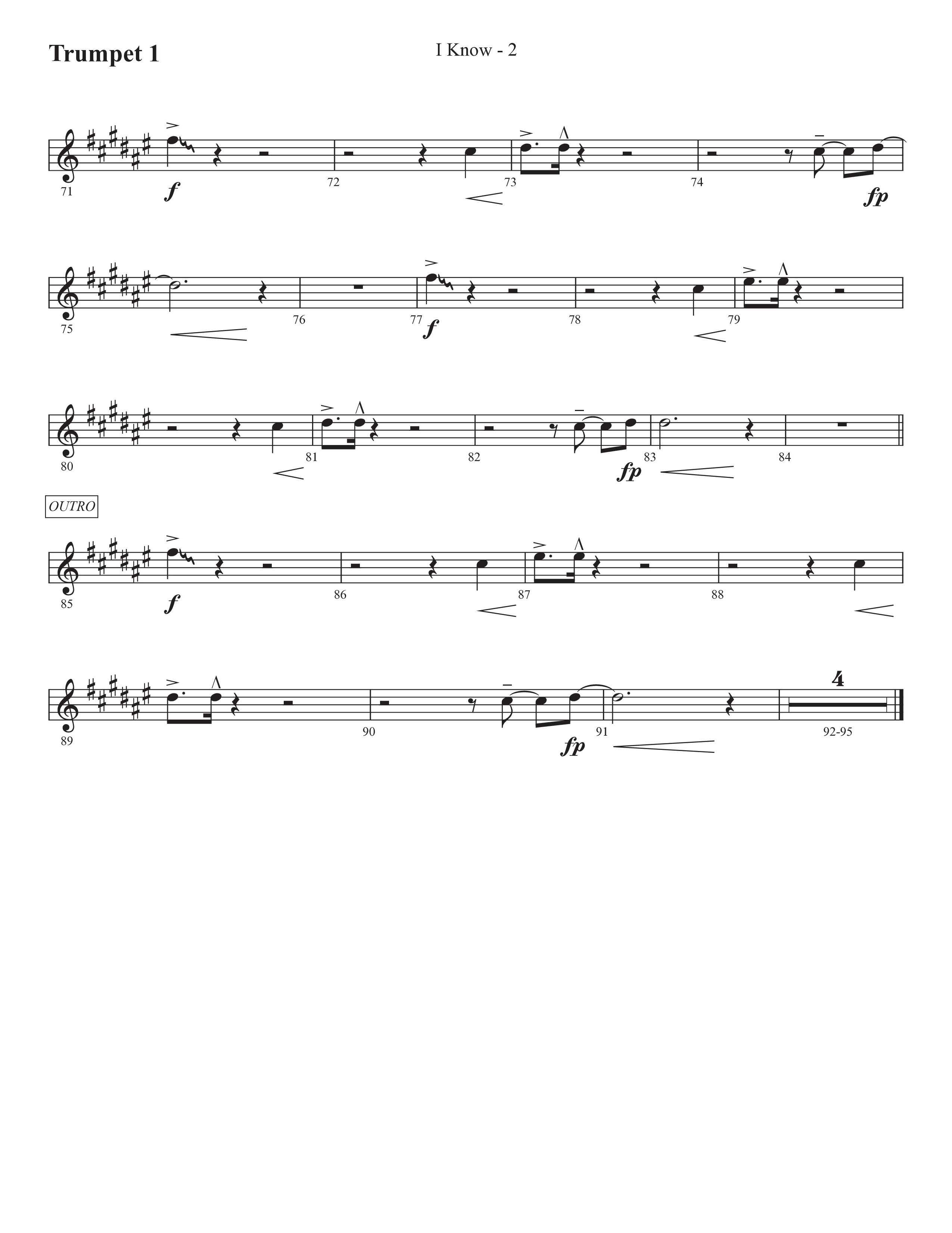 I Know (Choral Anthem SATB) Trumpet 1 (Prestonwood Worship / Prestonwood Choir / Arr. Jonathan Walker)