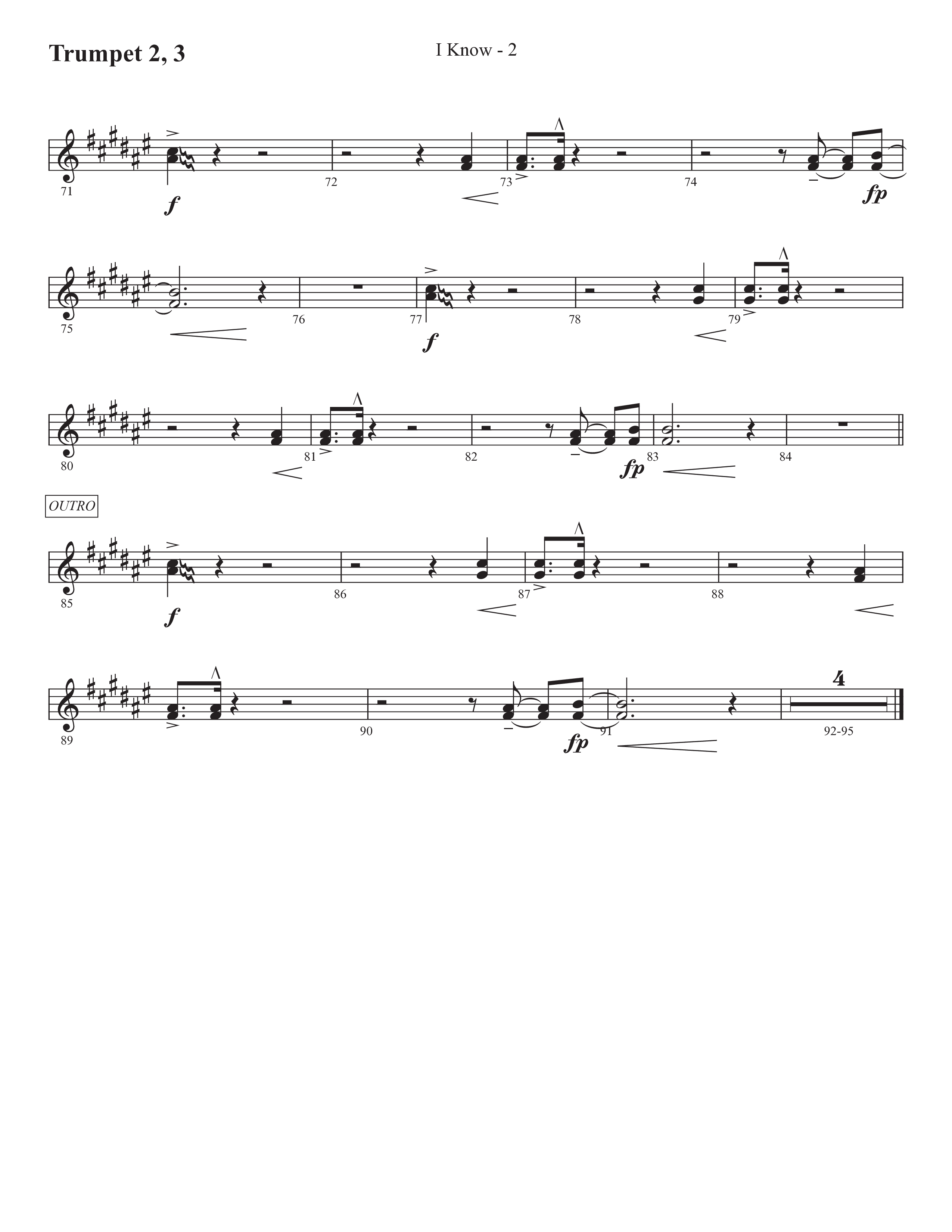 I Know (Choral Anthem SATB) Trumpet 2/3 (Prestonwood Worship / Prestonwood Choir / Arr. Jonathan Walker)