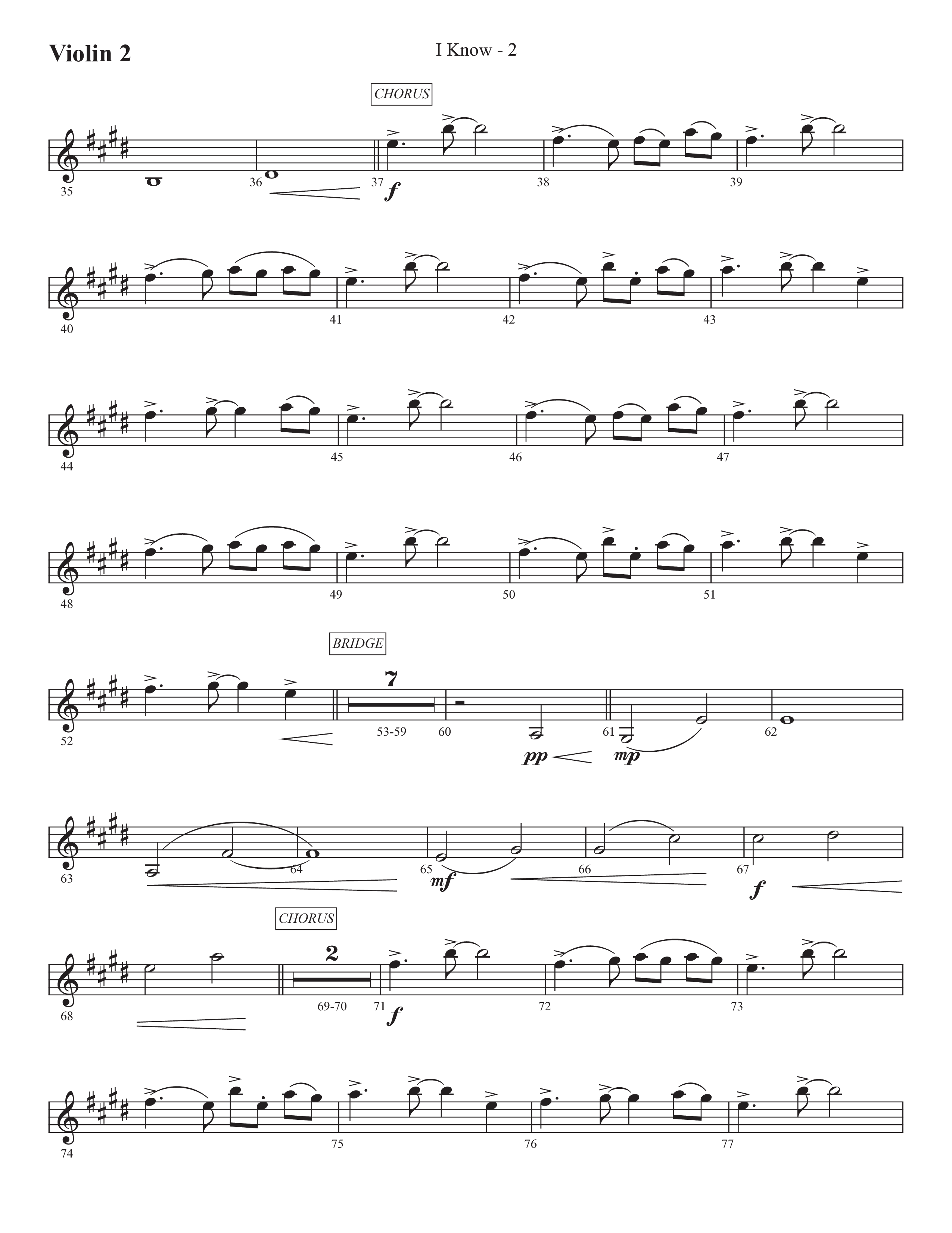 I Know (Choral Anthem SATB) Violin 2 (Prestonwood Worship / Prestonwood Choir / Arr. Jonathan Walker)