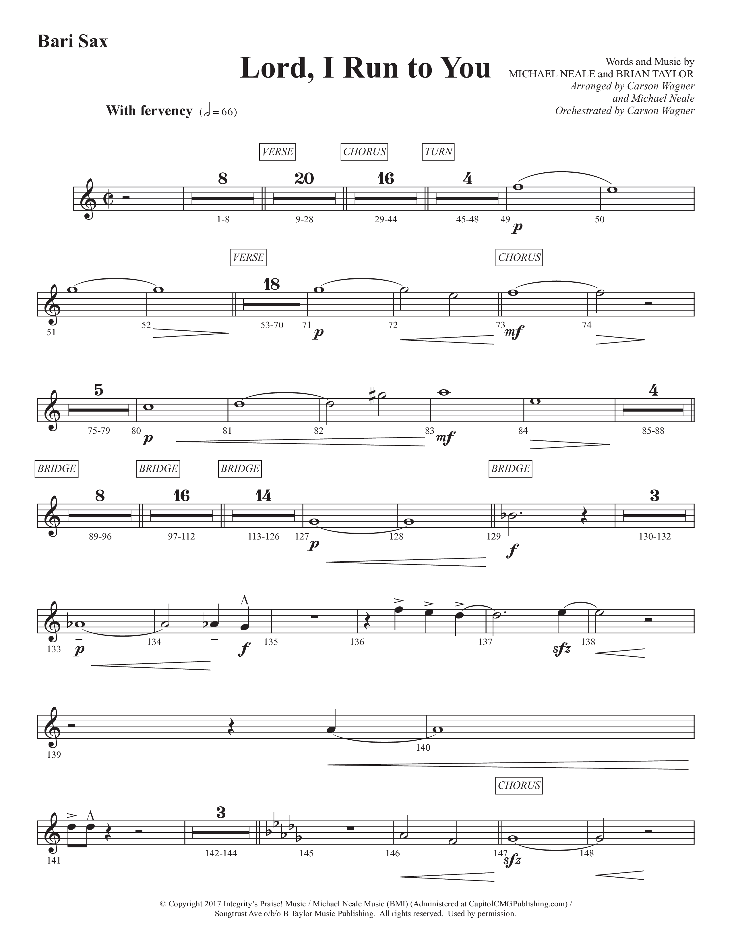 Lord I Run To You (Choral Anthem SATB) Bari Sax (Prestonwood Worship / Prestonwood Choir / Arr. Michael Neale / Arr. Carson Wagner)