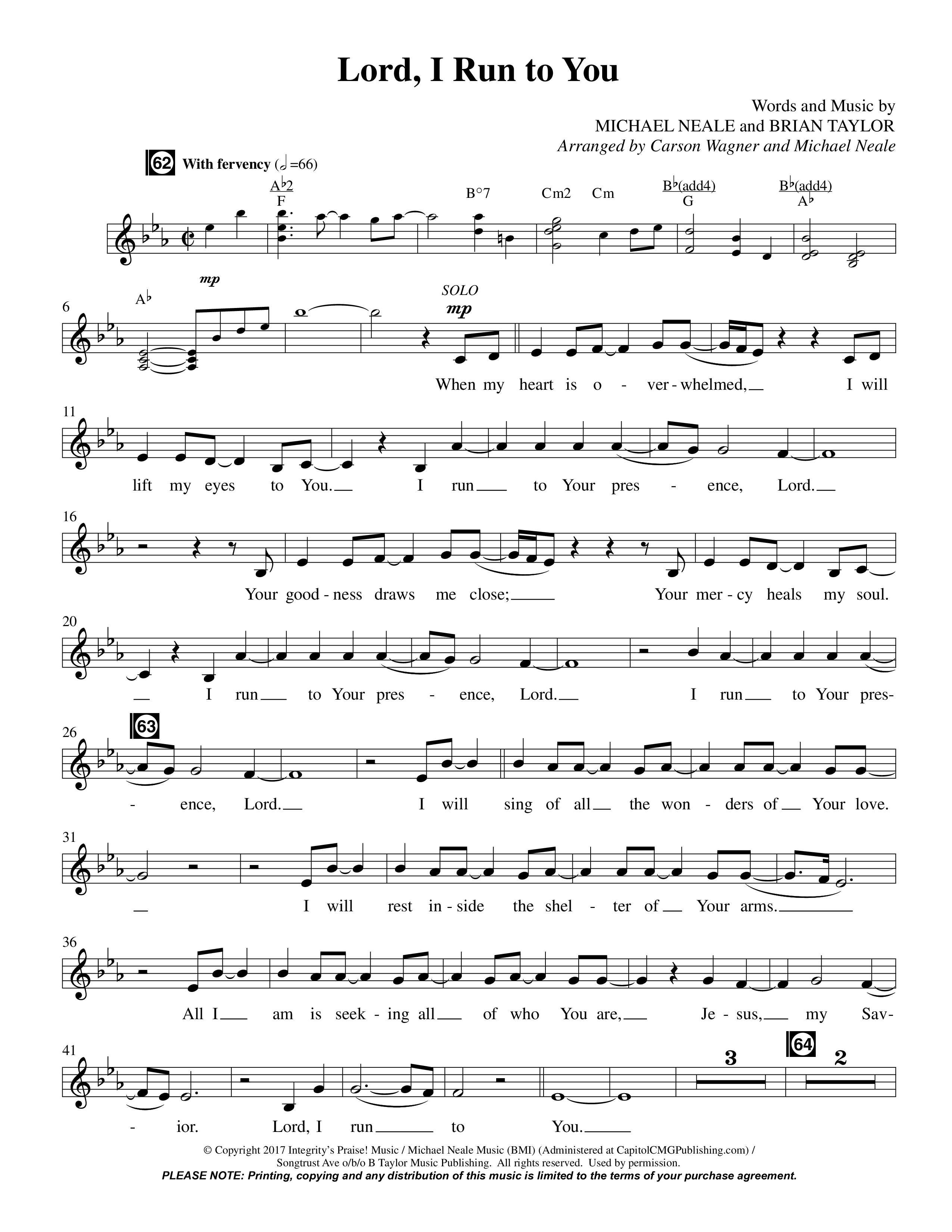 Lord I Run To You (Choral Anthem SATB) Choir Sheet CH (Prestonwood Worship / Prestonwood Choir / Arr. Michael Neale / Arr. Carson Wagner)