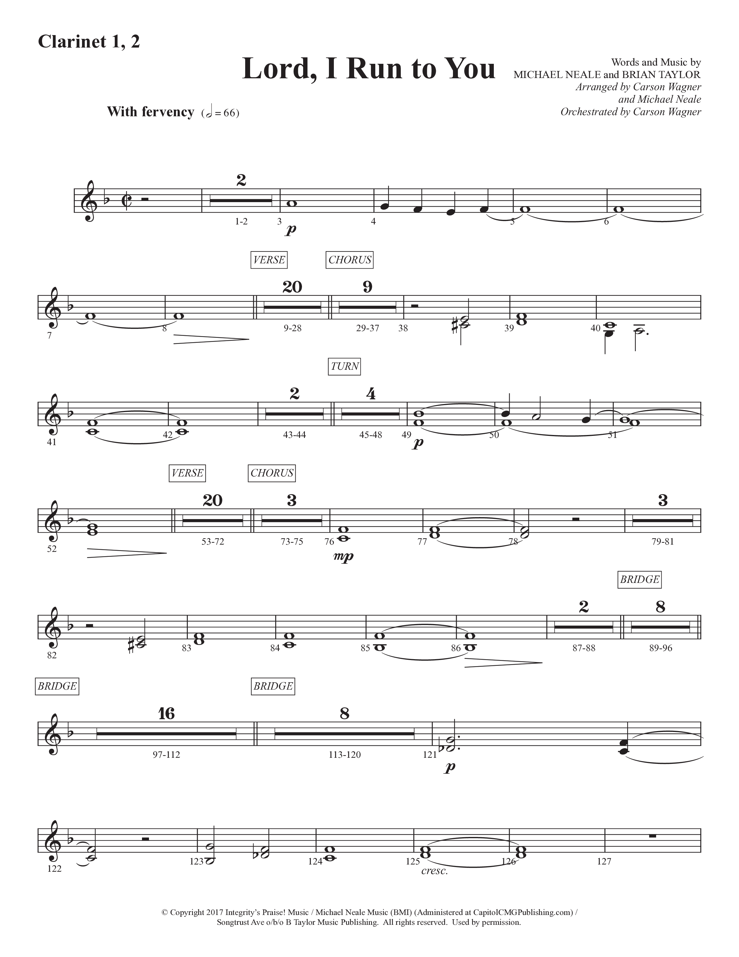 Lord I Run To You (Choral Anthem SATB) Clarinet 1/2 (Prestonwood Worship / Prestonwood Choir / Arr. Michael Neale / Arr. Carson Wagner)