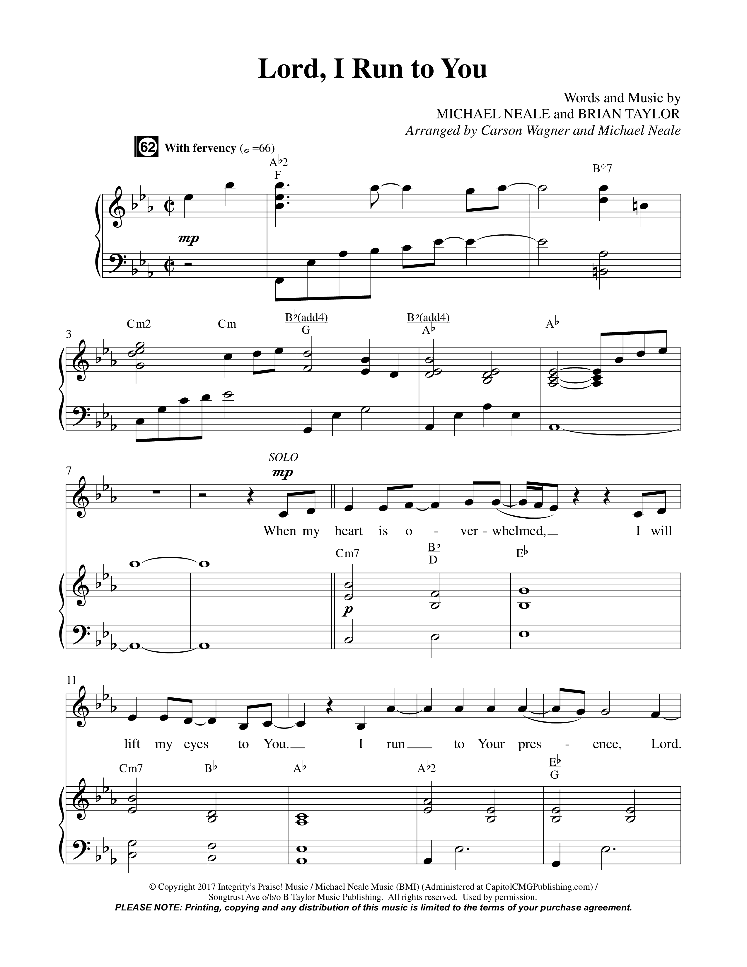 Lord I Run To You (Choral Anthem SATB) Choral Vocal Parts (Prestonwood Worship / Prestonwood Choir / Arr. Michael Neale / Arr. Carson Wagner)