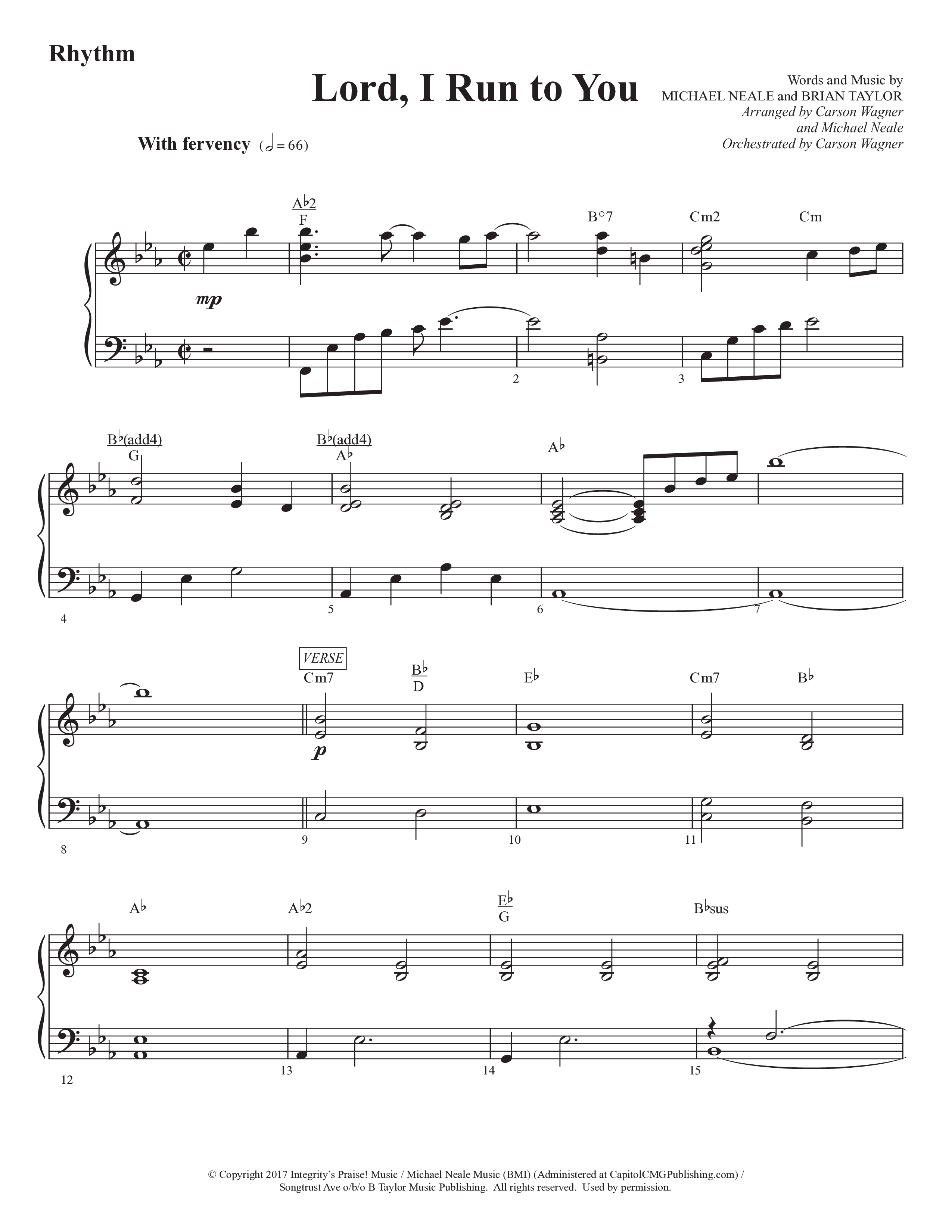 Lord I Run To You (Choral Anthem SATB) Rhythm Chart (Prestonwood Worship / Prestonwood Choir / Arr. Michael Neale / Arr. Carson Wagner)