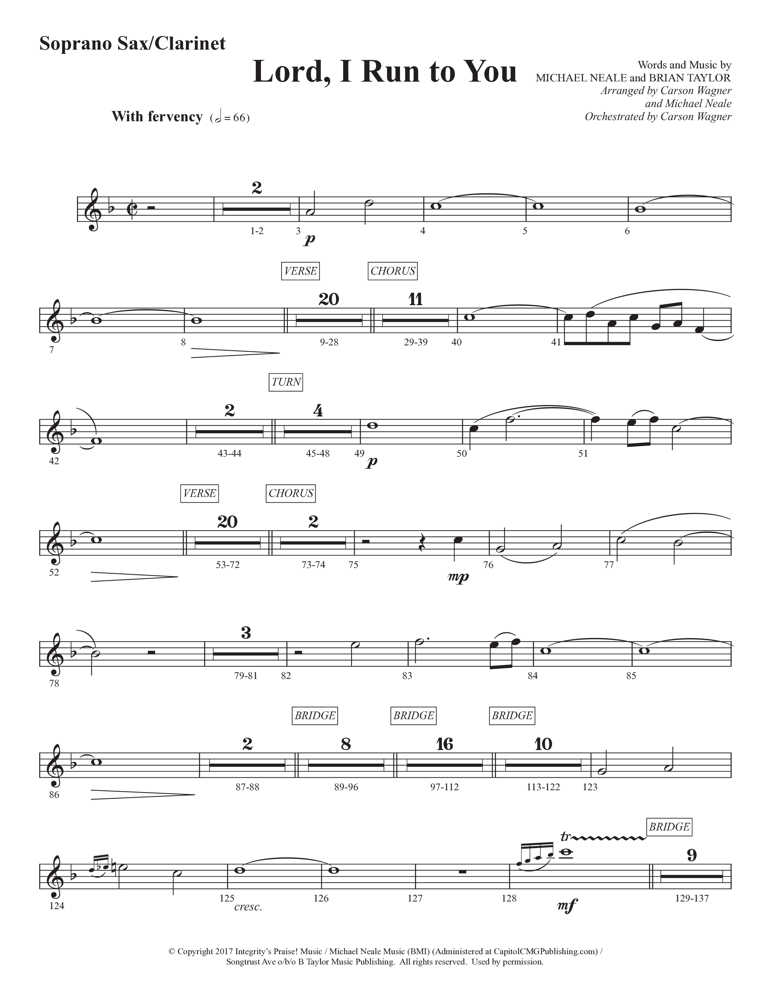 Lord I Run To You (Choral Anthem SATB) Soprano Sax (Prestonwood Worship / Prestonwood Choir / Arr. Michael Neale / Arr. Carson Wagner)
