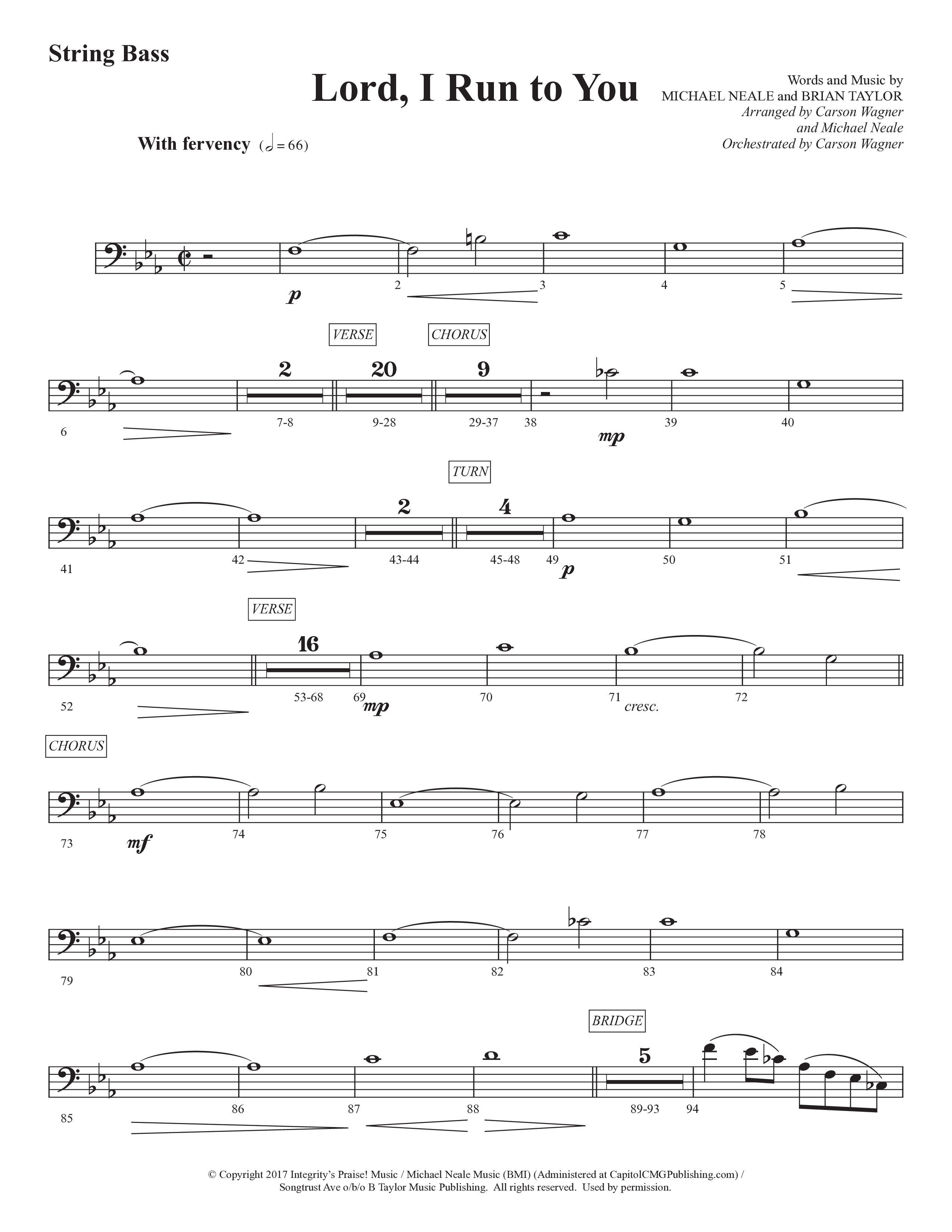 Lord I Run To You (Choral Anthem SATB) String Bass (Prestonwood Worship / Prestonwood Choir / Arr. Michael Neale / Arr. Carson Wagner)
