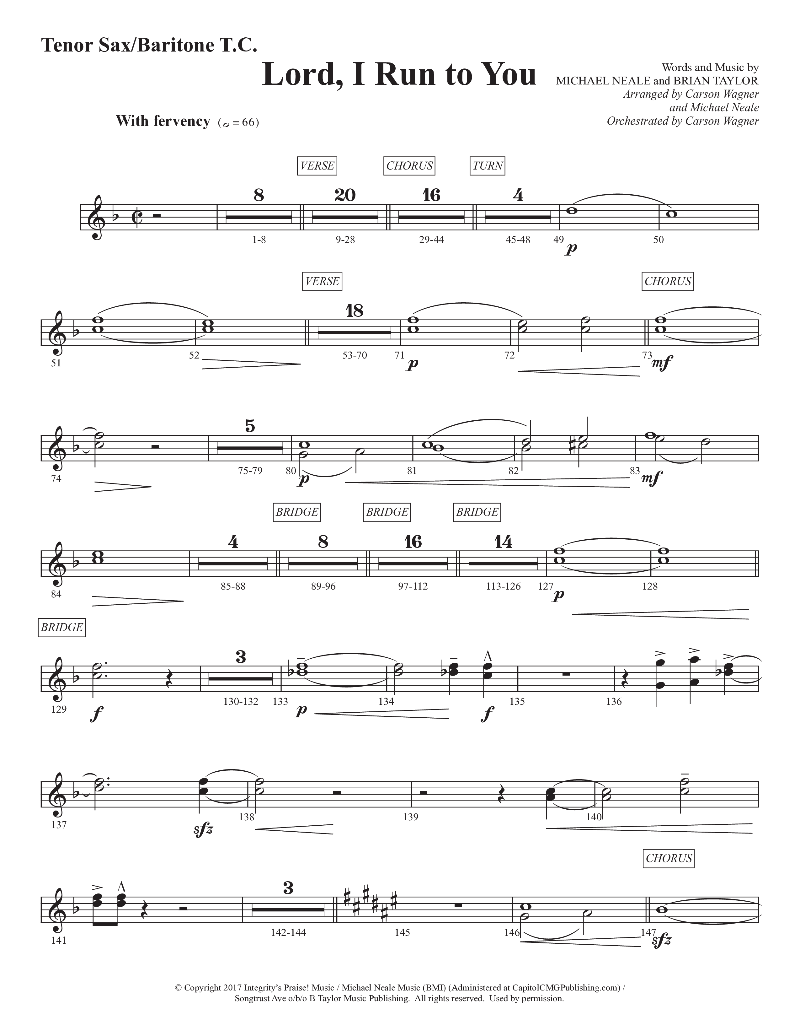 Lord I Run To You (Choral Anthem SATB) Tenor Sax/Baritone T.C. (Prestonwood Worship / Prestonwood Choir / Arr. Michael Neale / Arr. Carson Wagner)