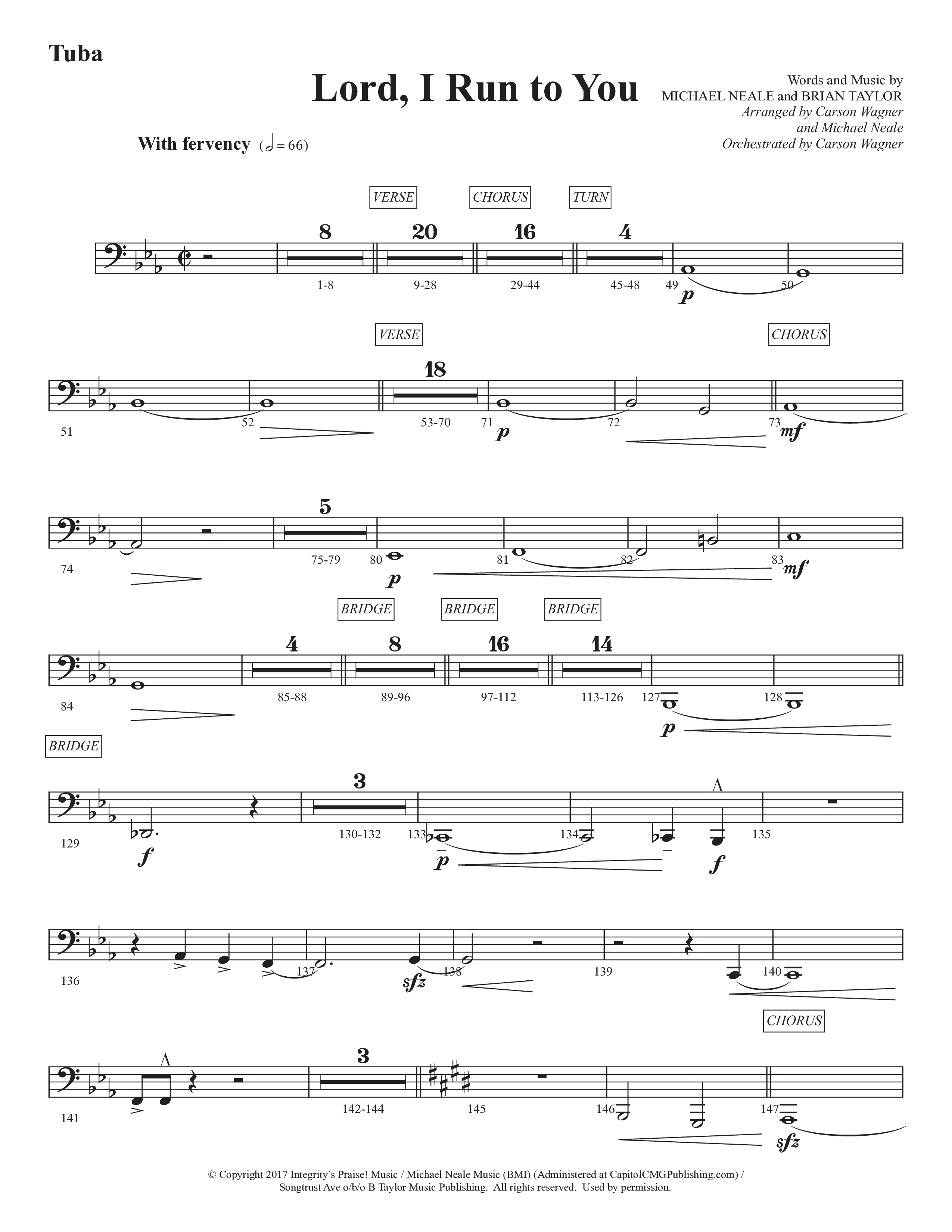 Lord I Run To You (Choral Anthem SATB) Tuba (Prestonwood Worship / Prestonwood Choir / Arr. Michael Neale / Arr. Carson Wagner)