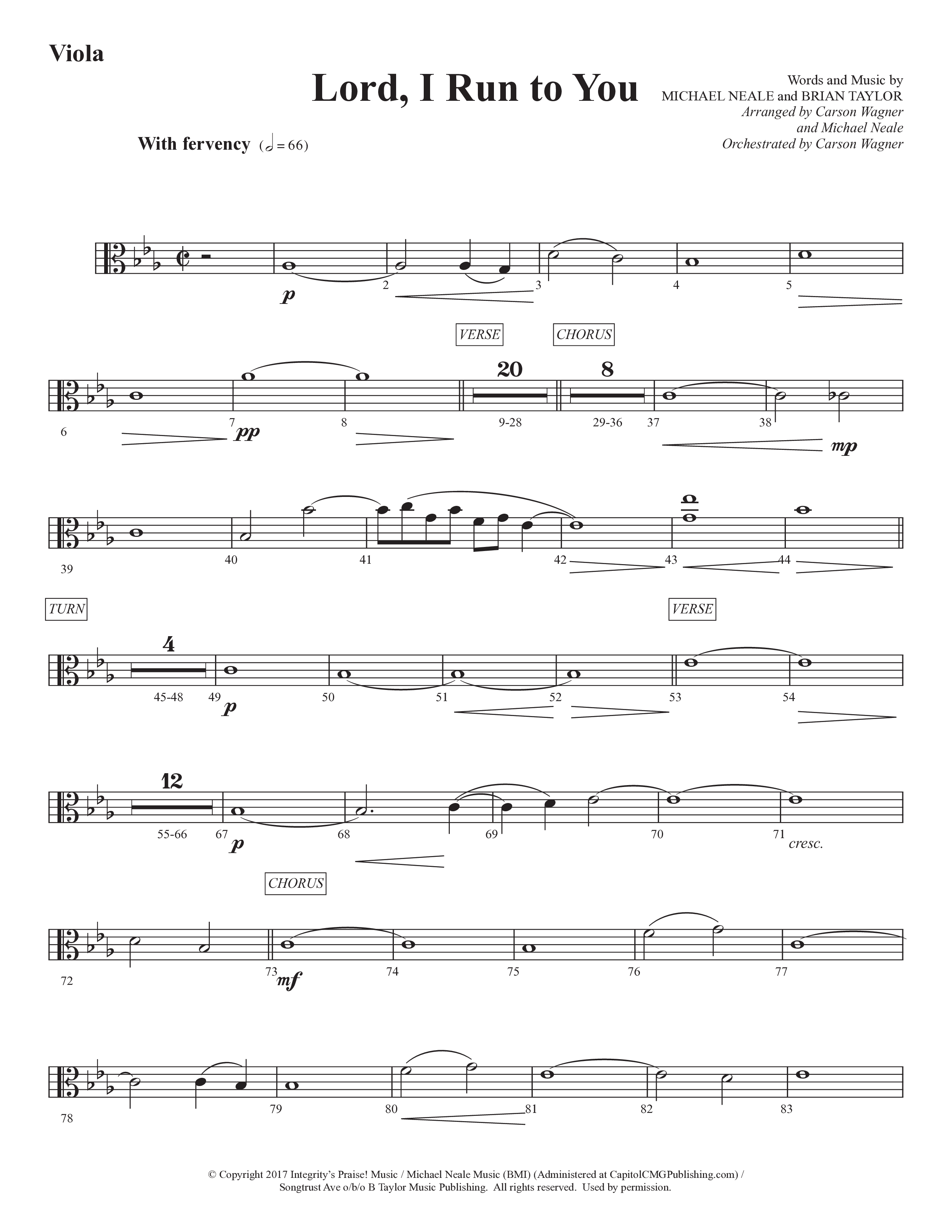 Lord I Run To You (Choral Anthem SATB) Viola (Prestonwood Worship / Prestonwood Choir / Arr. Michael Neale / Arr. Carson Wagner)