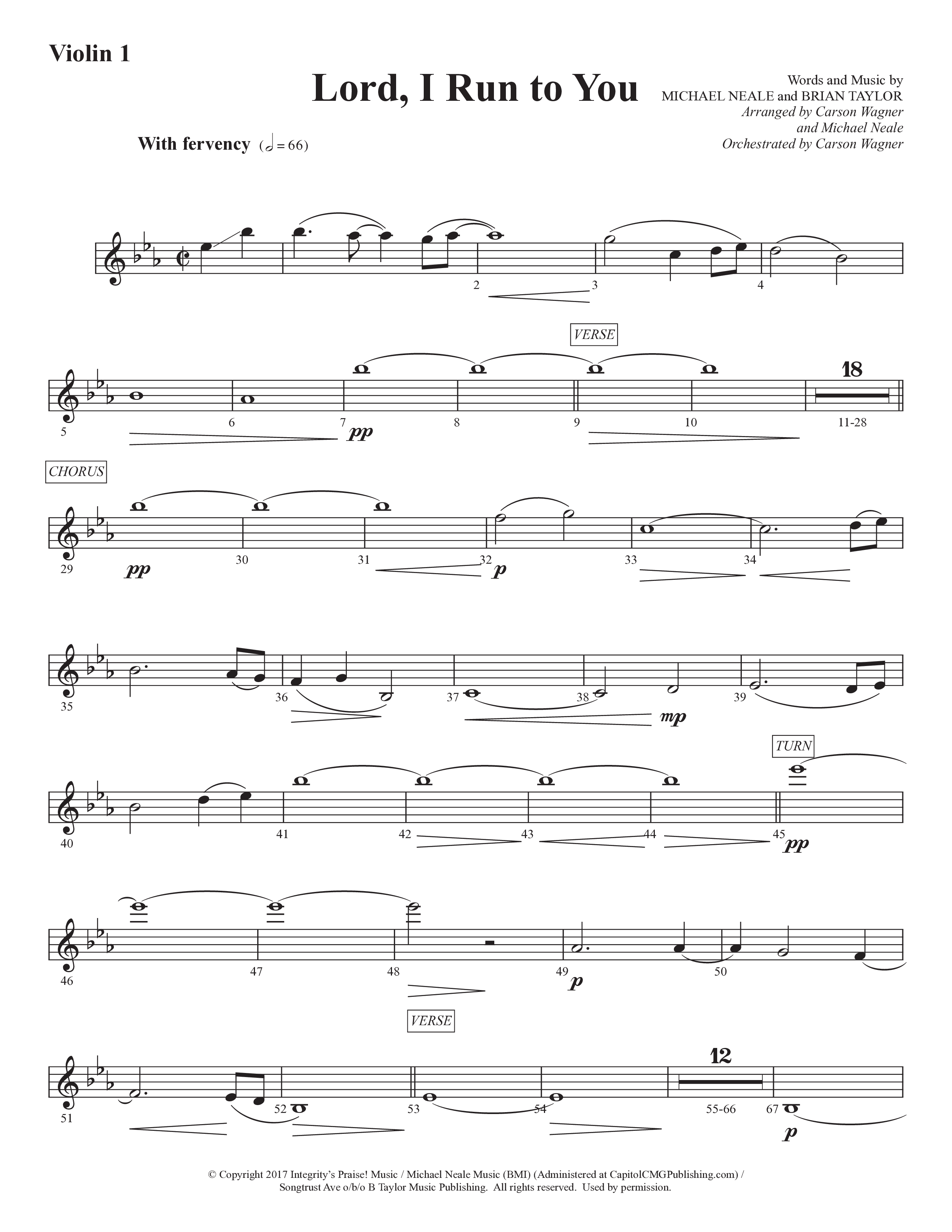 Lord I Run To You (Choral Anthem SATB) Violin 1 (Prestonwood Worship / Prestonwood Choir / Arr. Michael Neale / Arr. Carson Wagner)