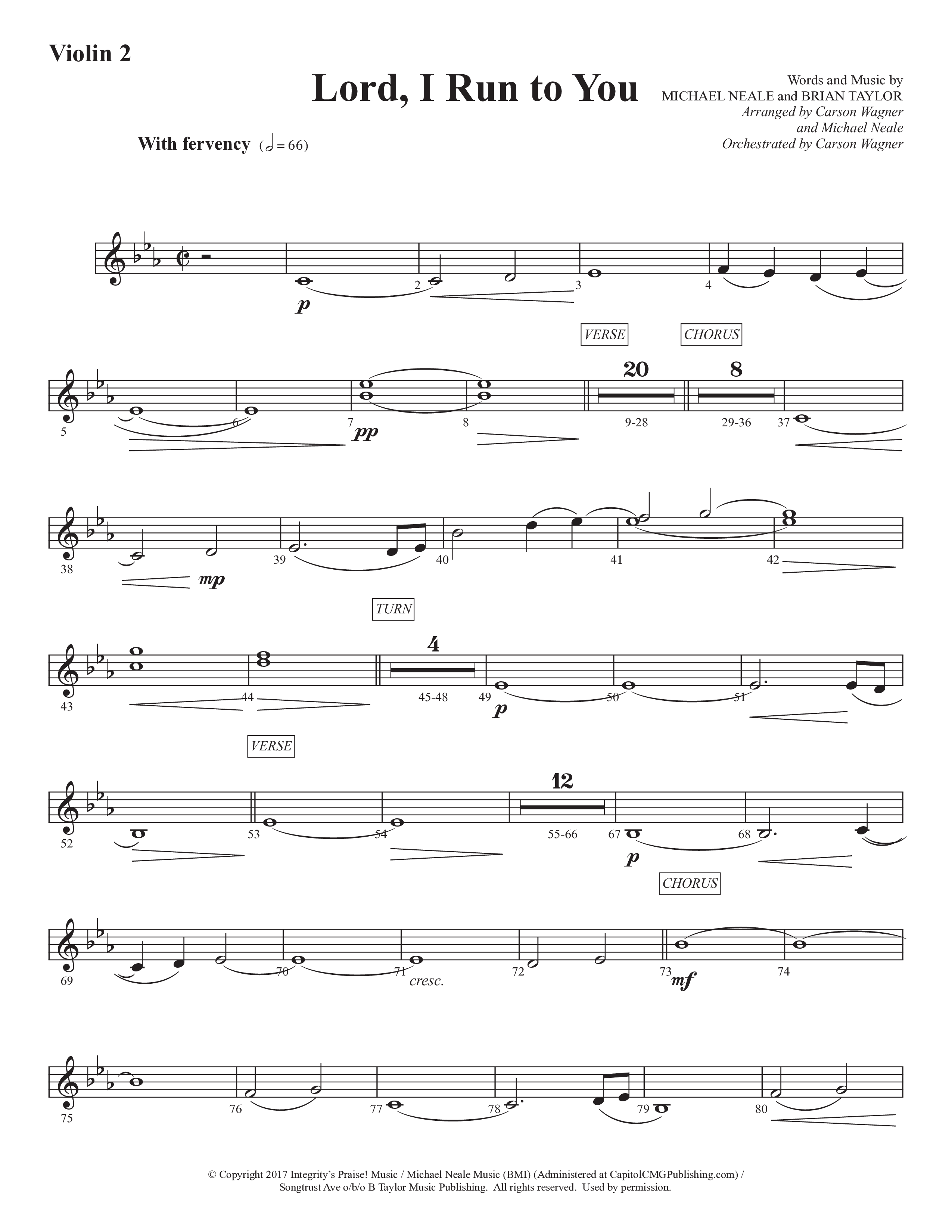 Lord I Run To You (Choral Anthem SATB) Violin 2 (Prestonwood Worship / Prestonwood Choir / Arr. Michael Neale / Arr. Carson Wagner)