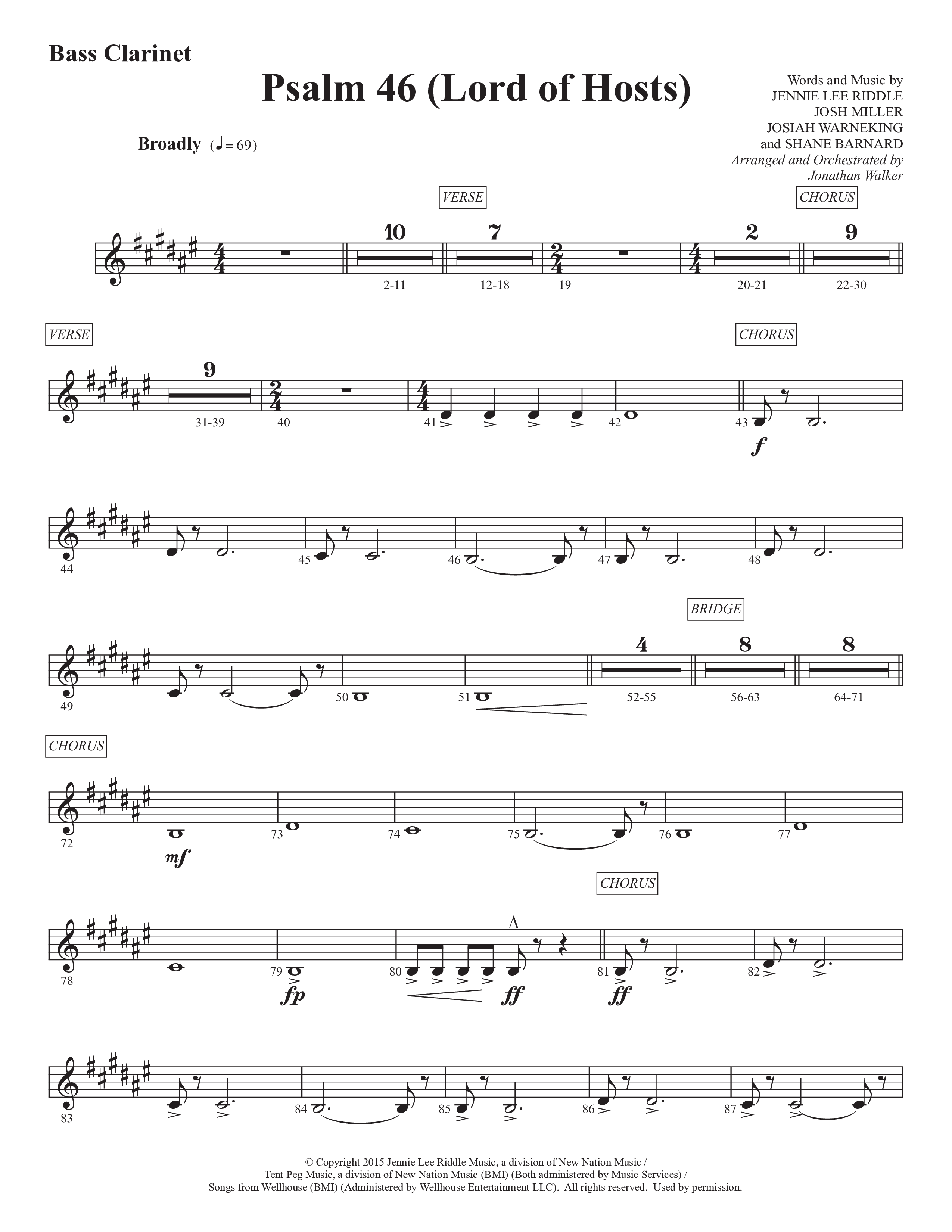 Psalm 46 (Lord Of Hosts) (Choral Anthem SATB) Bass Clarinet (Prestonwood Worship / Prestonwood Choir / Arr. Jonathan Walker)