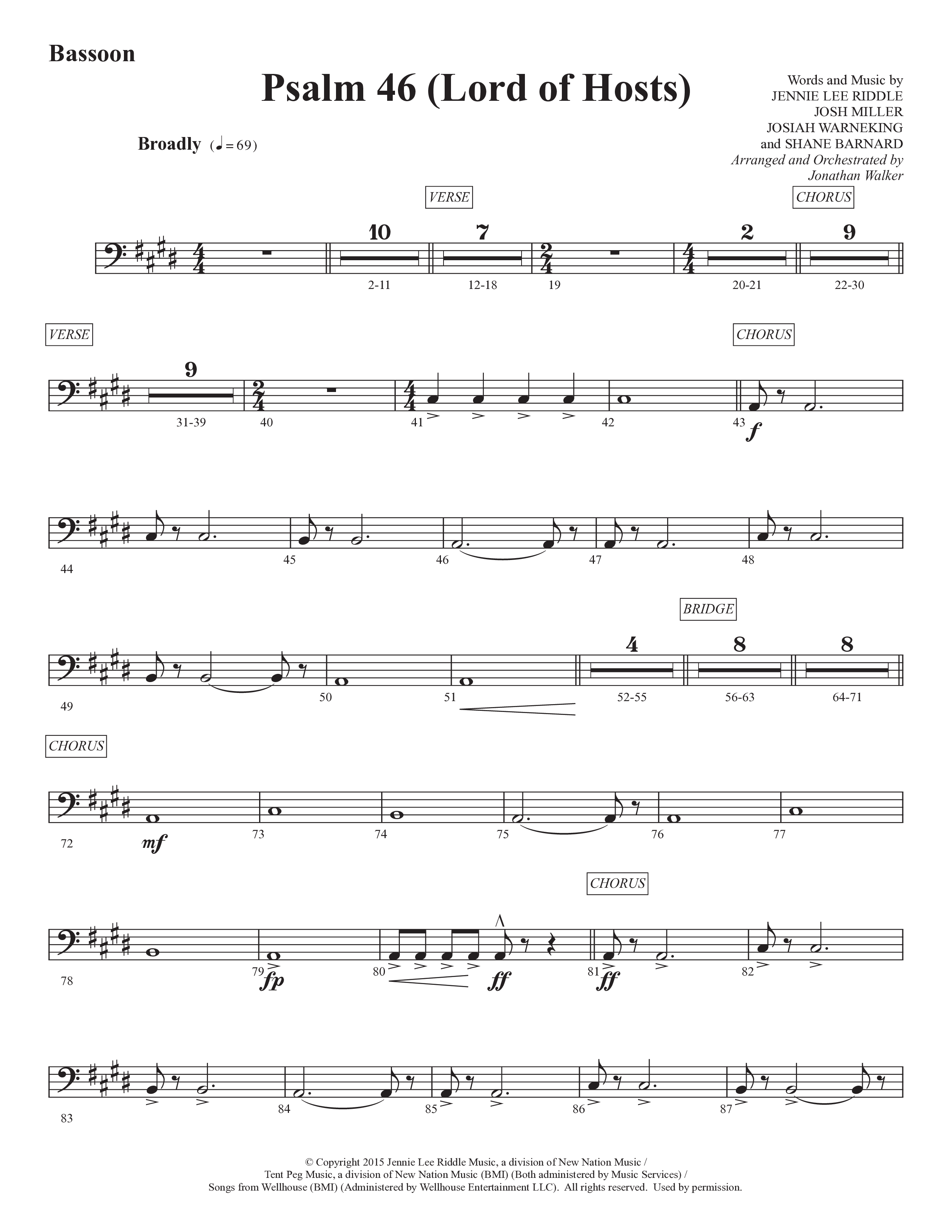 Psalm 46 (Lord Of Hosts) (Choral Anthem SATB) Bassoon (Prestonwood Worship / Prestonwood Choir / Arr. Jonathan Walker)