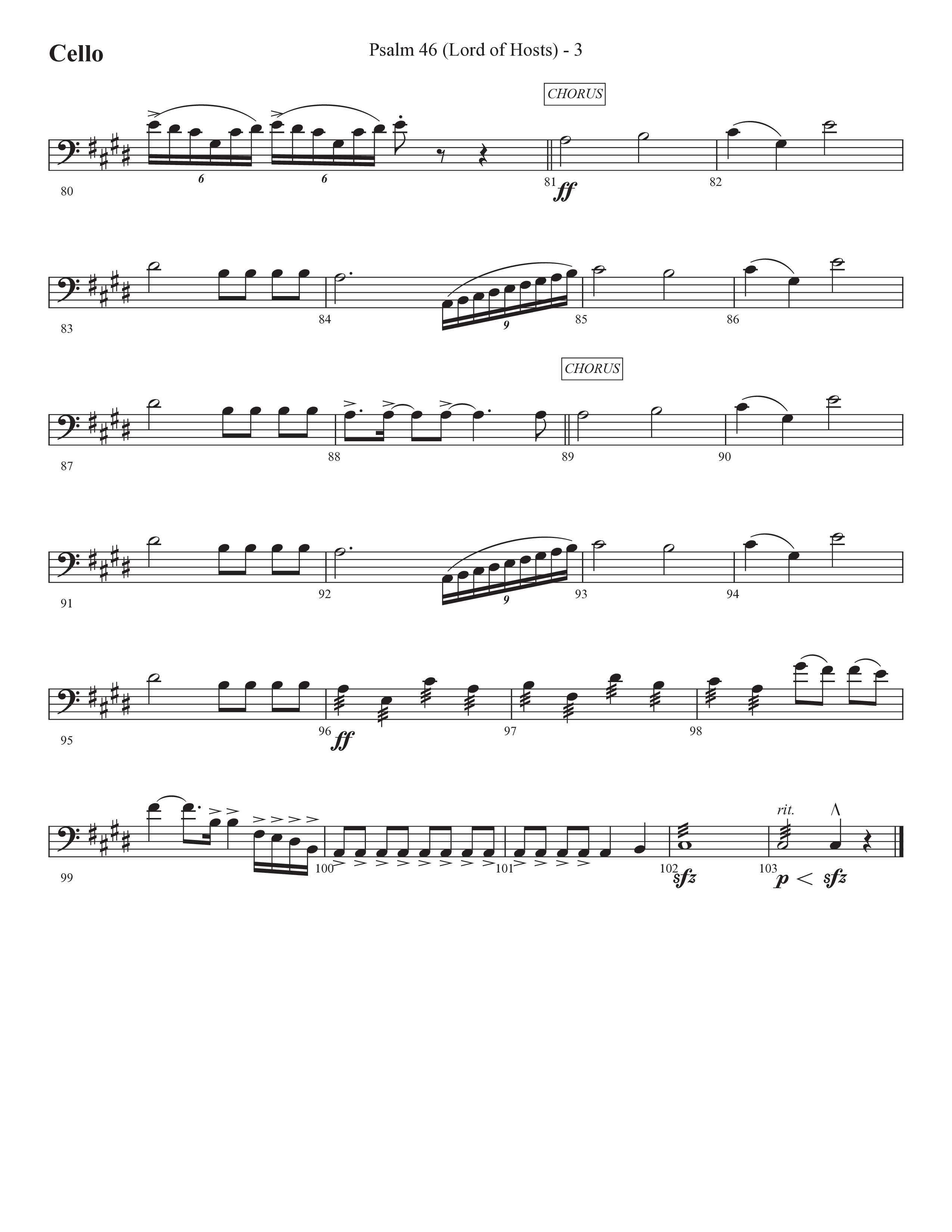 Psalm 46 (Lord Of Hosts) (Choral Anthem SATB) Cello (Prestonwood Worship / Prestonwood Choir / Arr. Jonathan Walker)