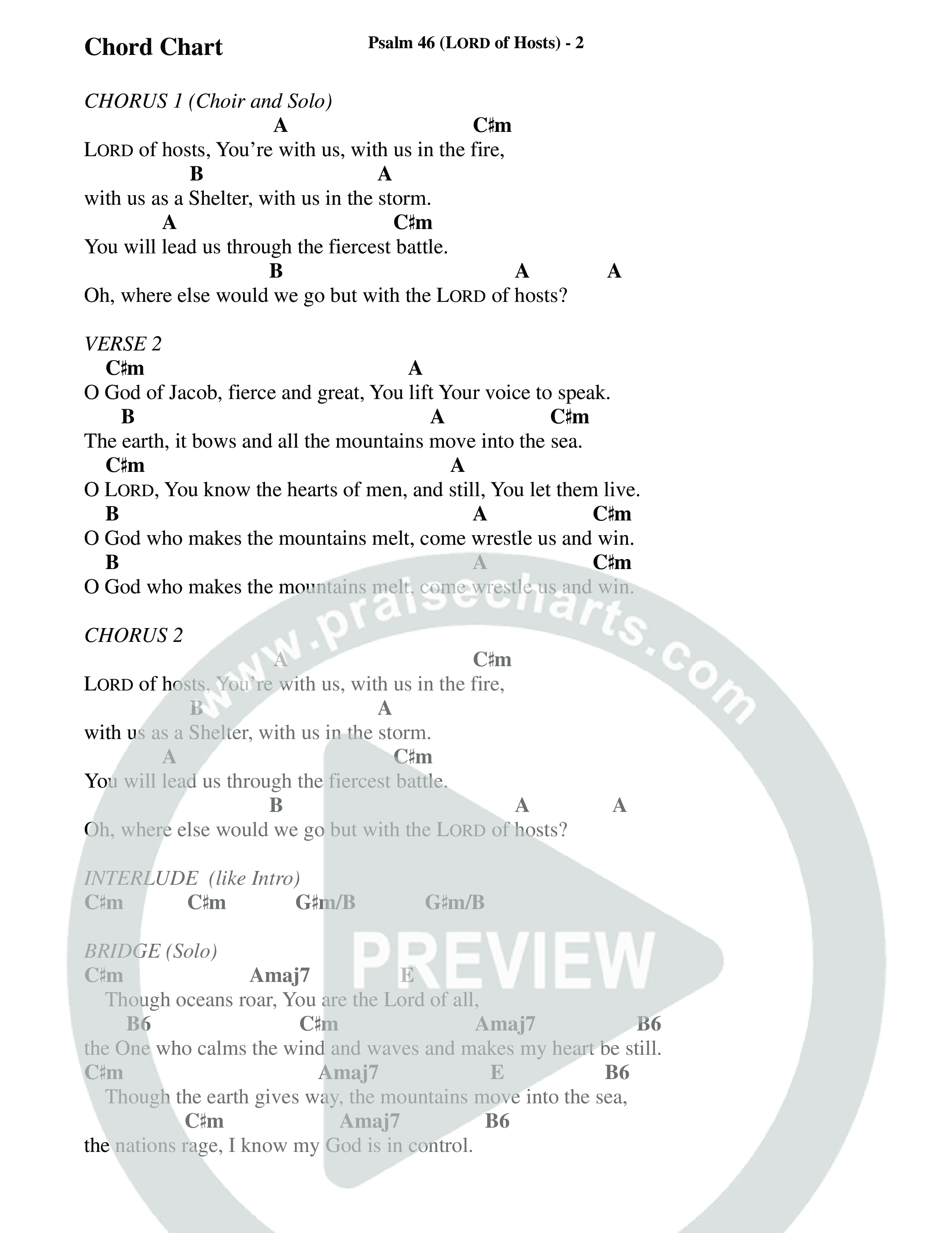 Psalm 46 (Lord Of Hosts) (Choral Anthem SATB) Chords & Lyrics (Prestonwood Worship / Prestonwood Choir / Arr. Jonathan Walker)