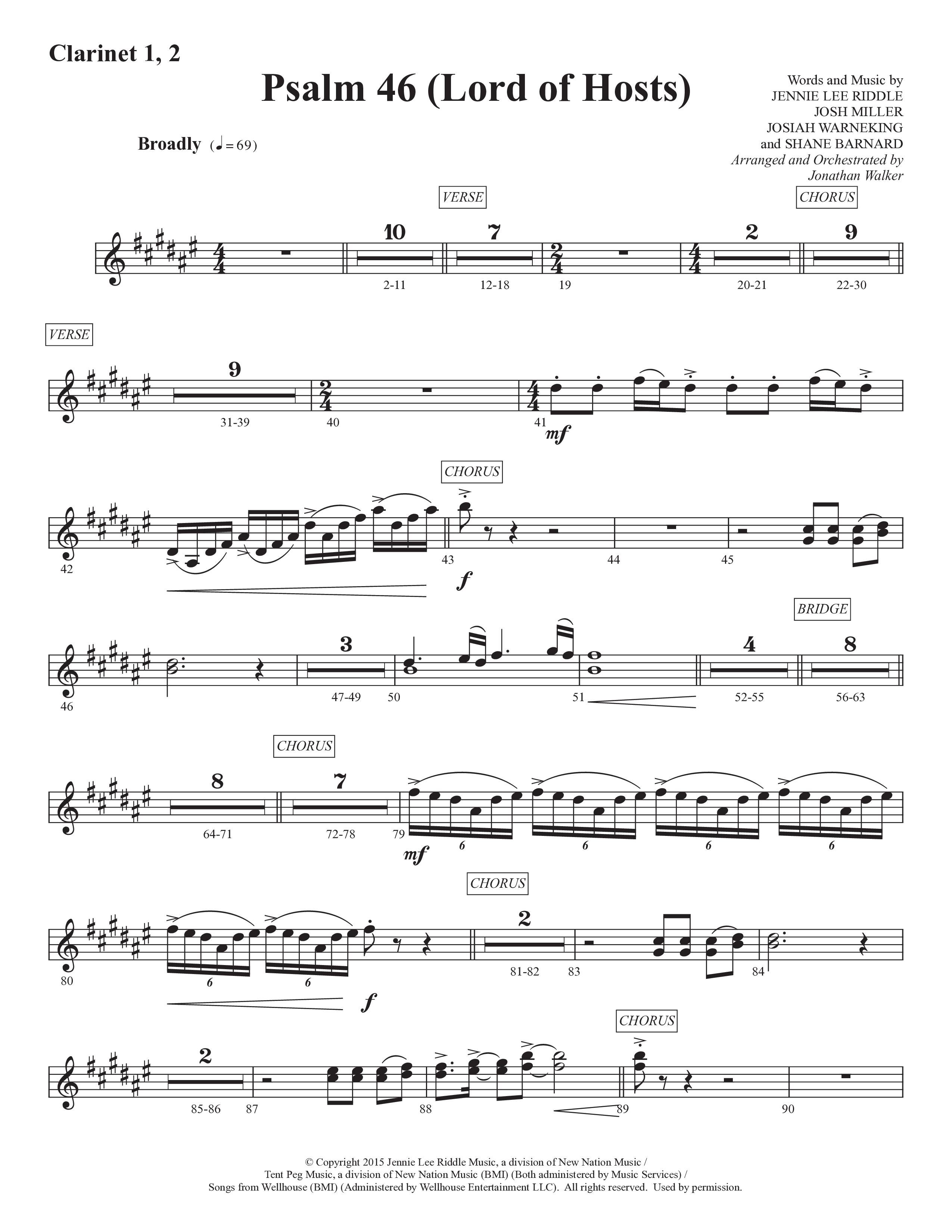 Psalm 46 (Lord Of Hosts) (Choral Anthem SATB) Clarinet 1/2 (Prestonwood Worship / Prestonwood Choir / Arr. Jonathan Walker)