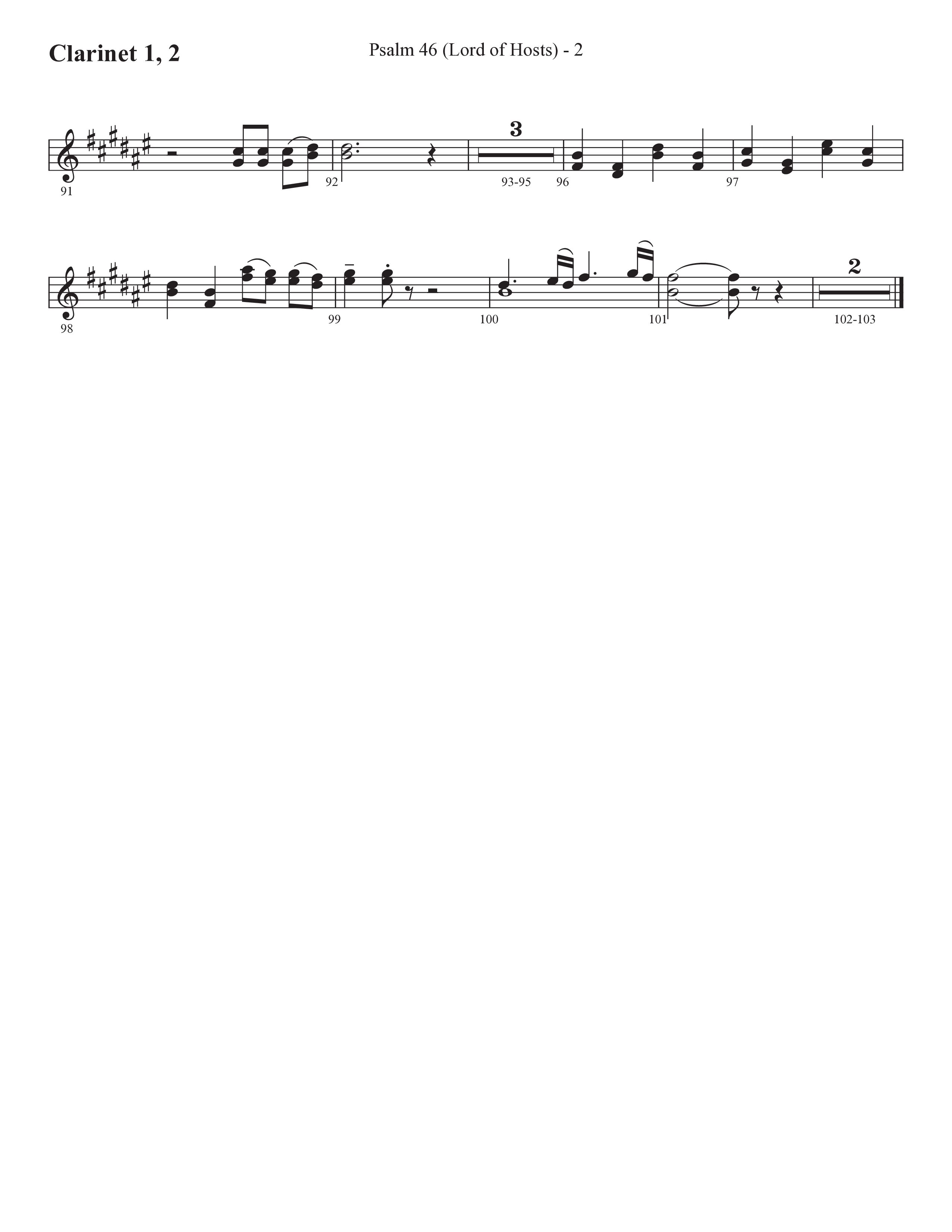 Psalm 46 (Lord Of Hosts) (Choral Anthem SATB) Clarinet 1/2 (Prestonwood Worship / Prestonwood Choir / Arr. Jonathan Walker)
