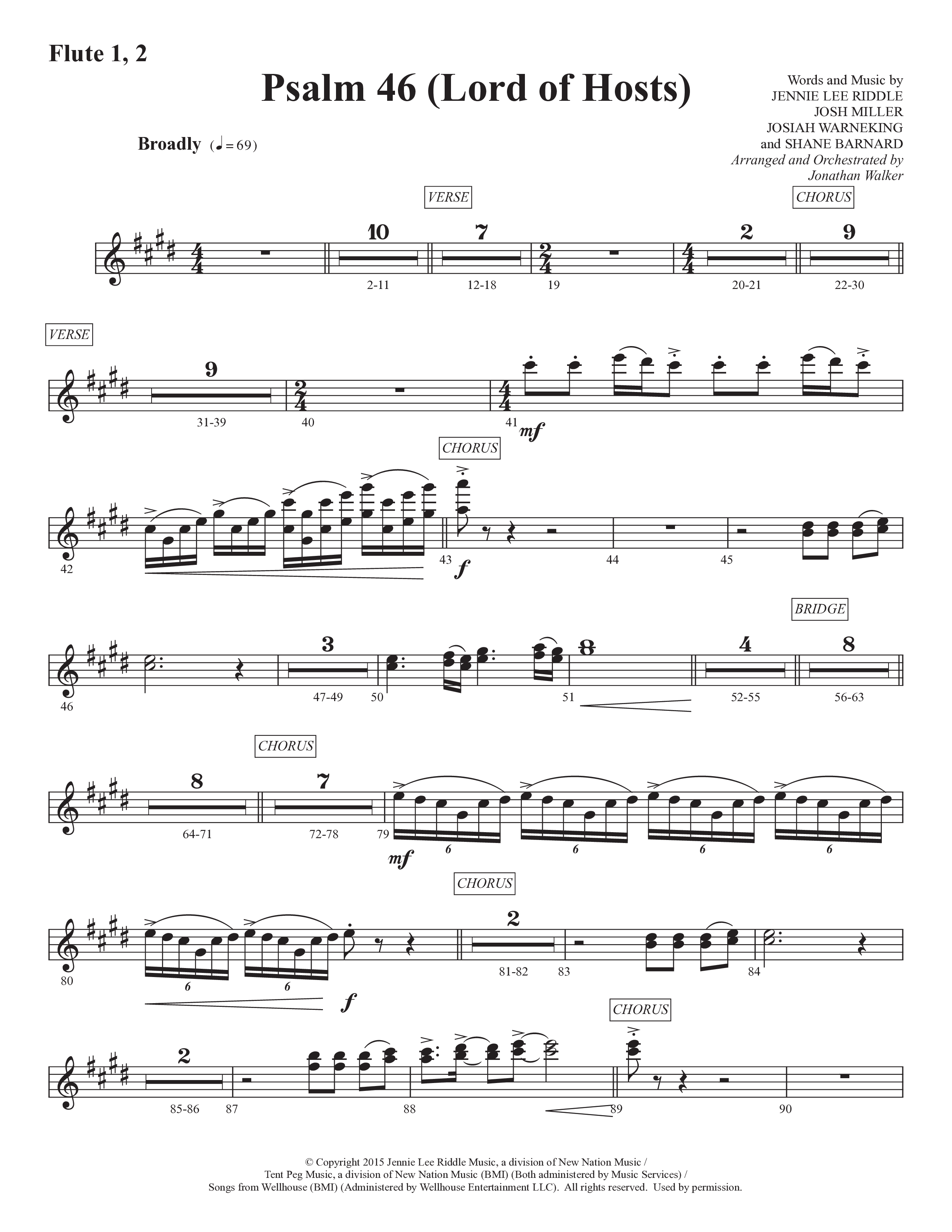 Psalm 46 (Lord Of Hosts) (Choral Anthem SATB) Flute 1/2 (Prestonwood Worship / Prestonwood Choir / Arr. Jonathan Walker)