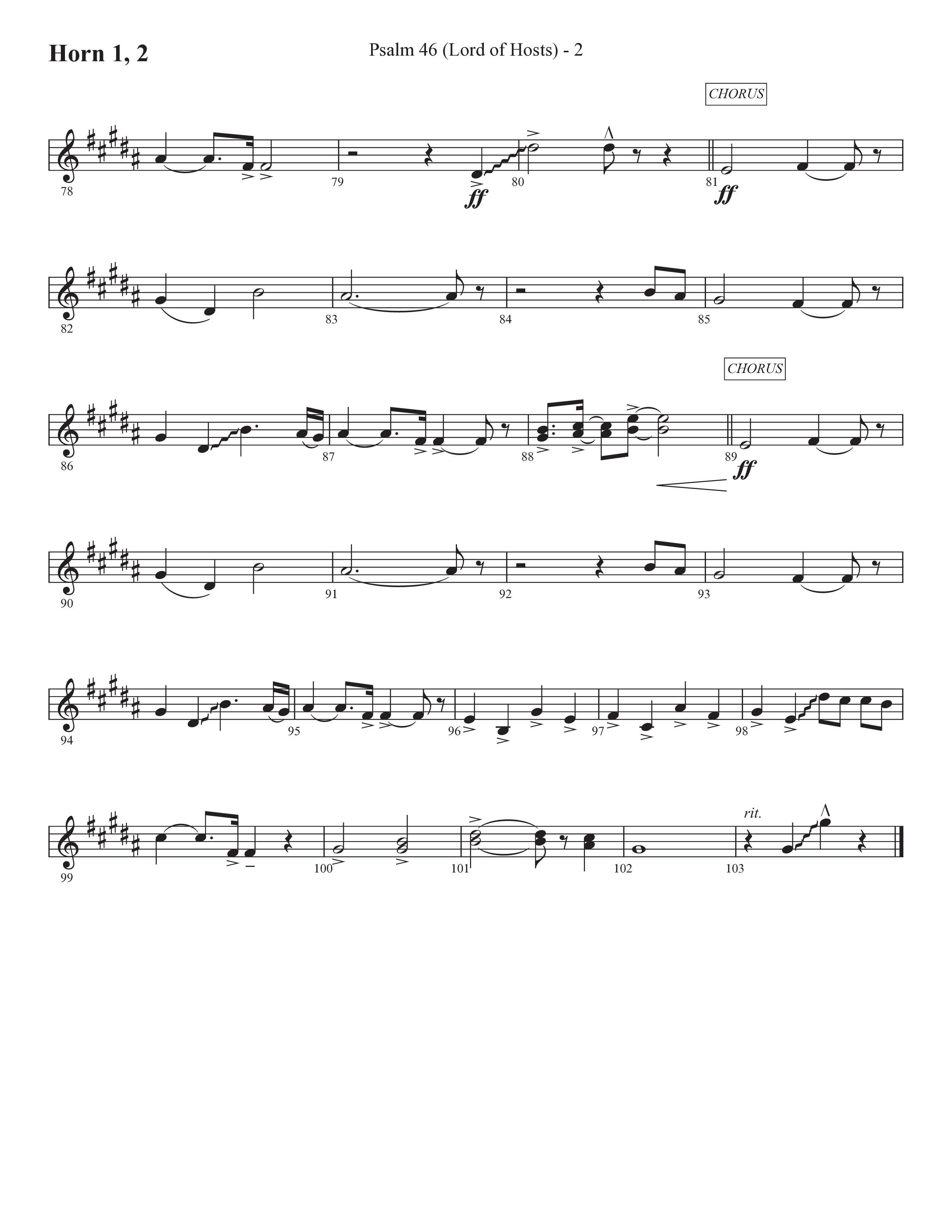 Psalm 46 (Lord Of Hosts) (Choral Anthem SATB) French Horn 1/2 (Prestonwood Worship / Prestonwood Choir / Arr. Jonathan Walker)