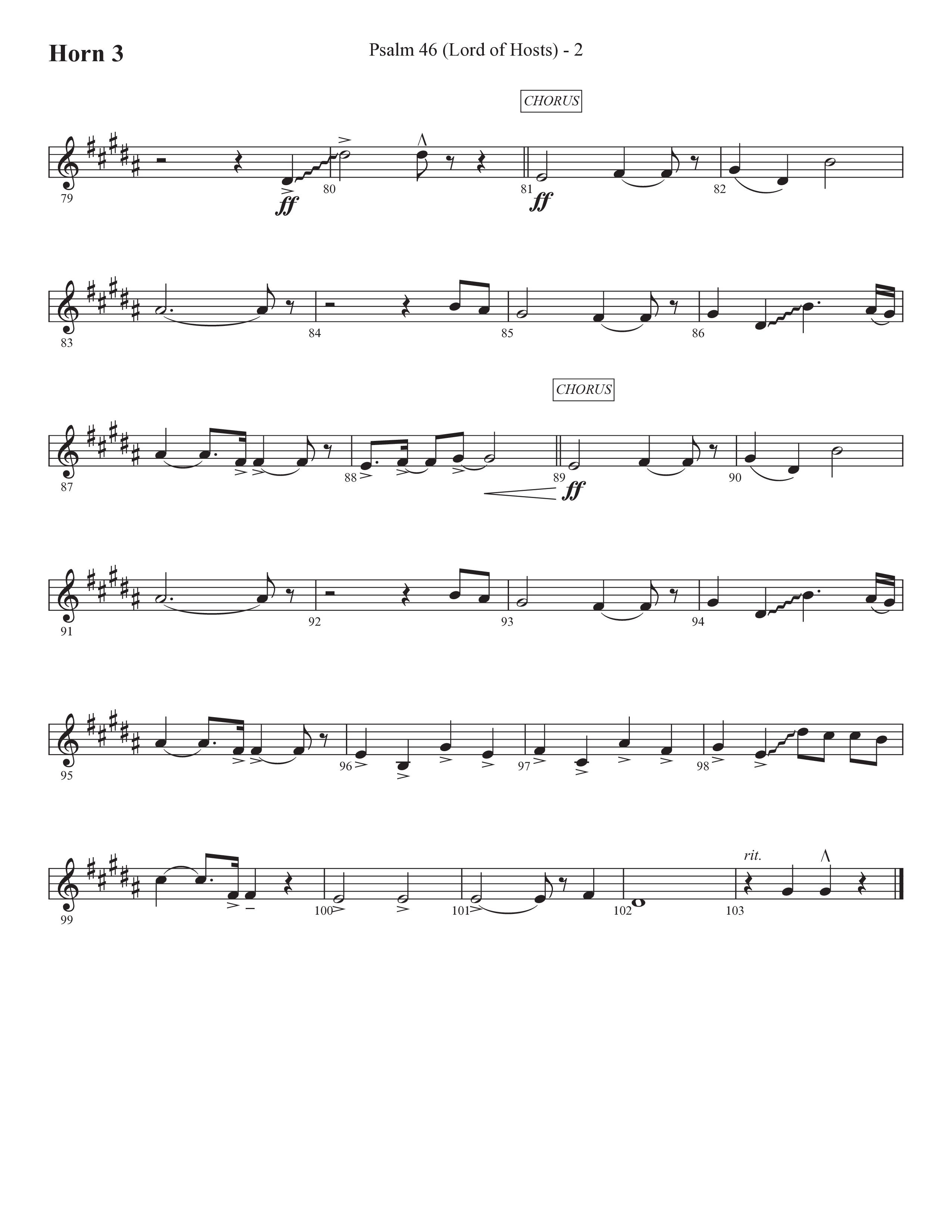 Psalm 46 (Lord Of Hosts) (Choral Anthem SATB) French Horn 3 (Prestonwood Worship / Prestonwood Choir / Arr. Jonathan Walker)