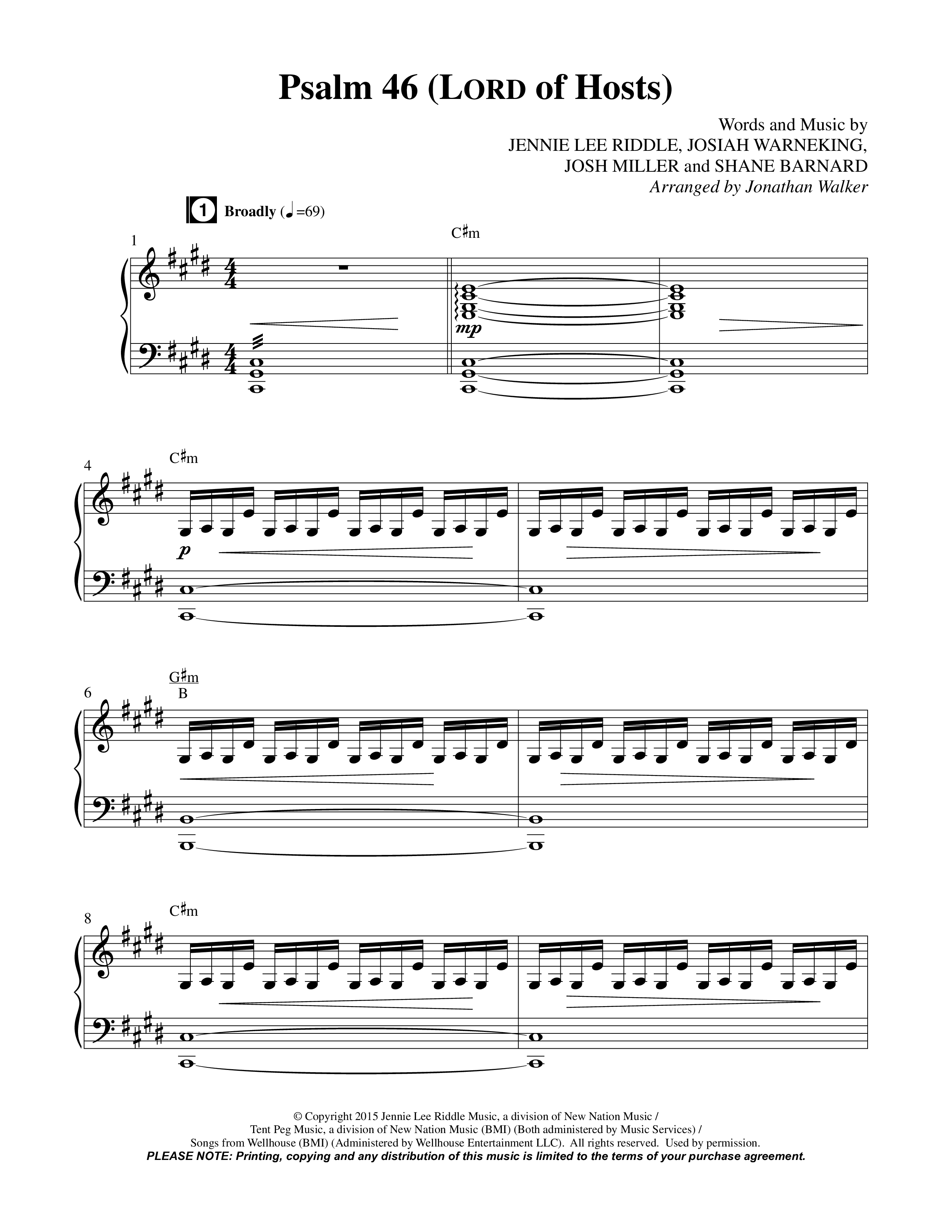 Psalm 46 (Lord Of Hosts) (Choral Anthem SATB) Choral Vocal Parts (Prestonwood Worship / Prestonwood Choir / Arr. Jonathan Walker)