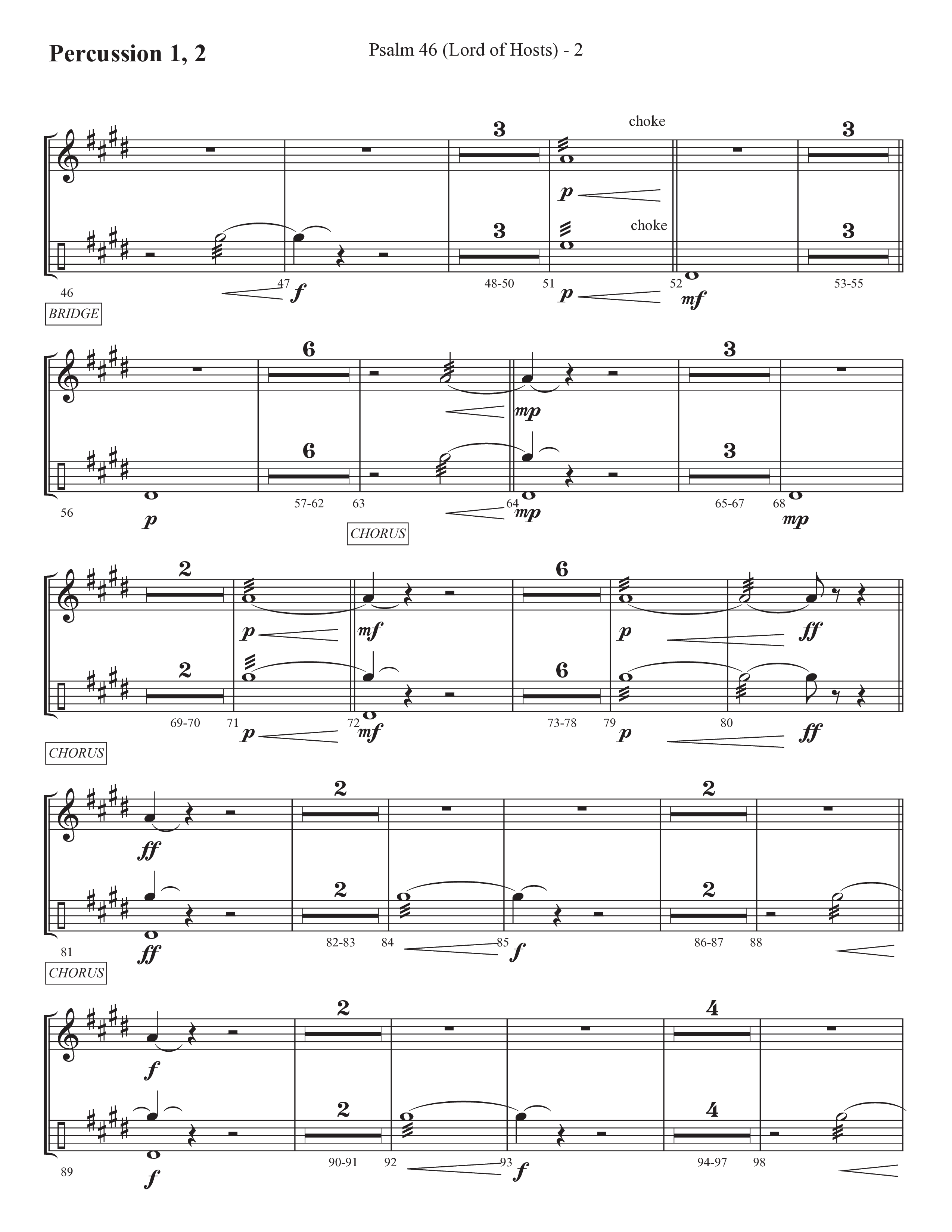 Psalm 46 (Lord Of Hosts) (Choral Anthem SATB) Percussion 1/2 (Prestonwood Worship / Prestonwood Choir / Arr. Jonathan Walker)