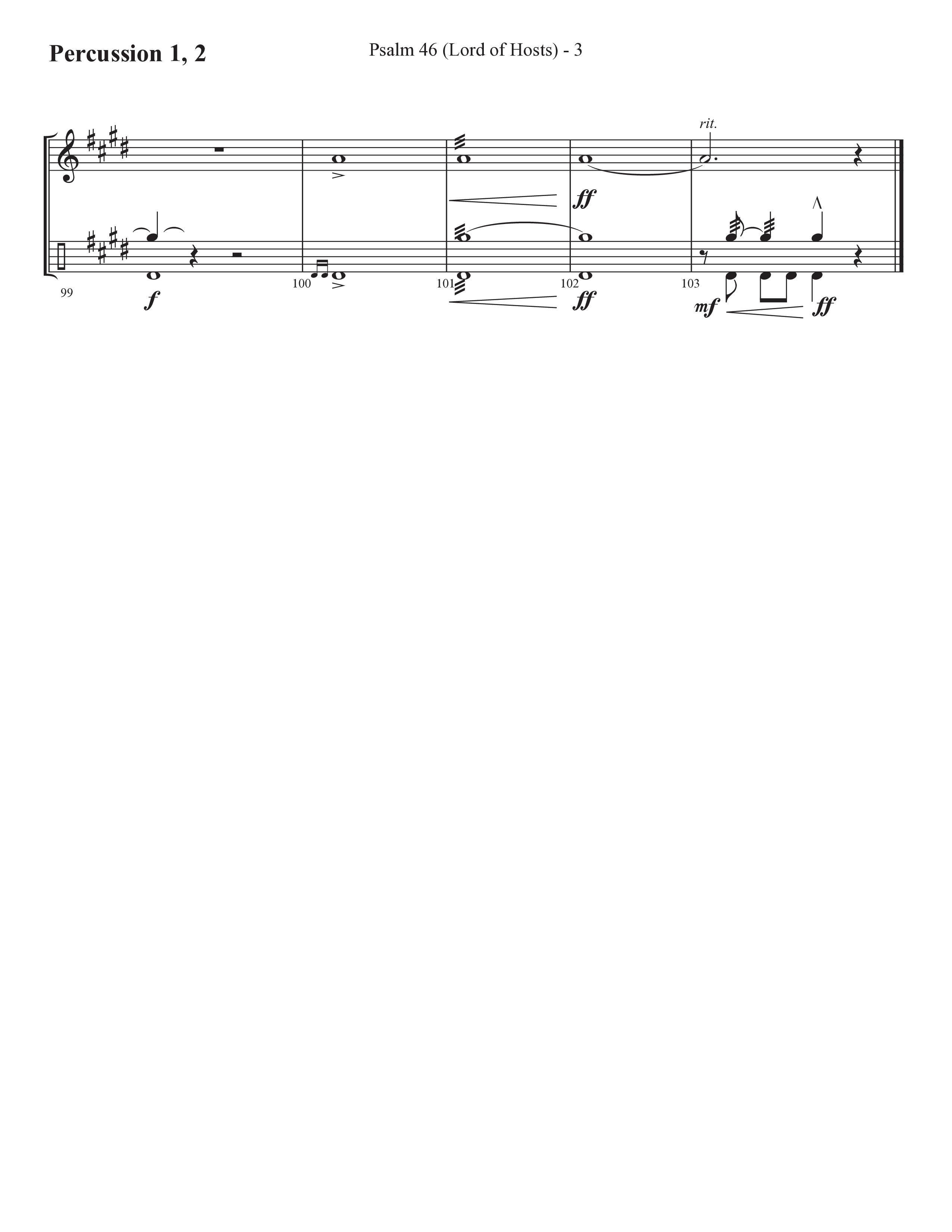 Psalm 46 (Lord Of Hosts) (Choral Anthem SATB) Percussion 1/2 (Prestonwood Worship / Prestonwood Choir / Arr. Jonathan Walker)