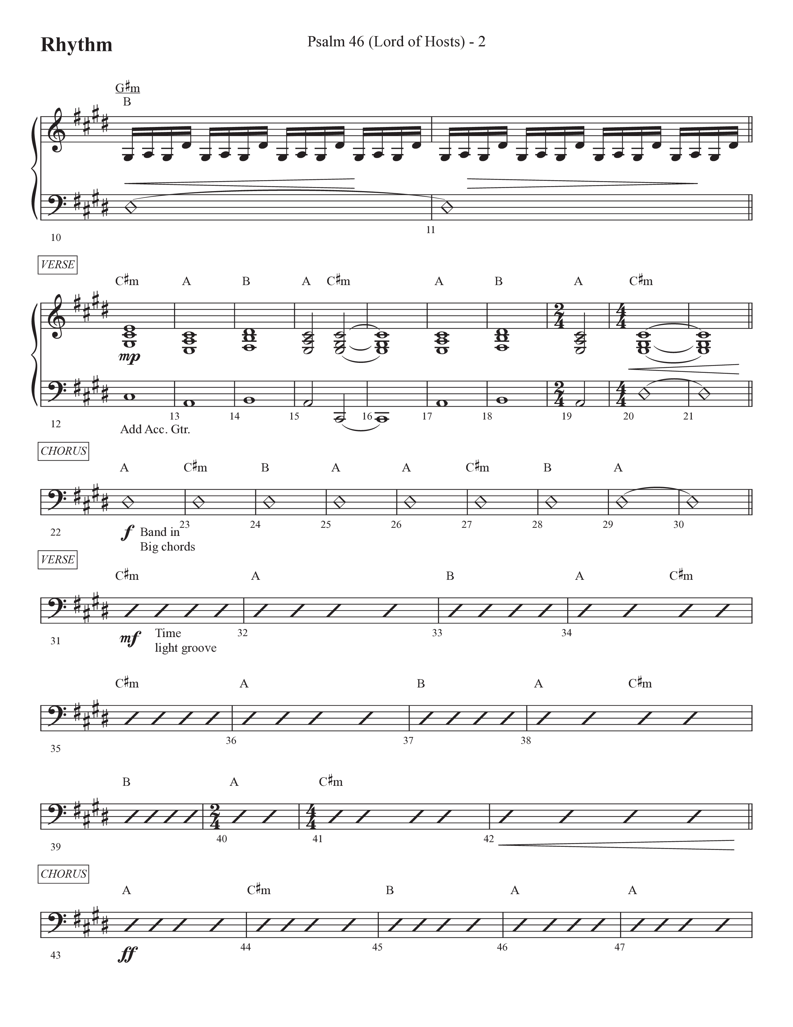 Psalm 46 (Lord Of Hosts) (Choral Anthem SATB) Rhythm Chart (Prestonwood Worship / Prestonwood Choir / Arr. Jonathan Walker)
