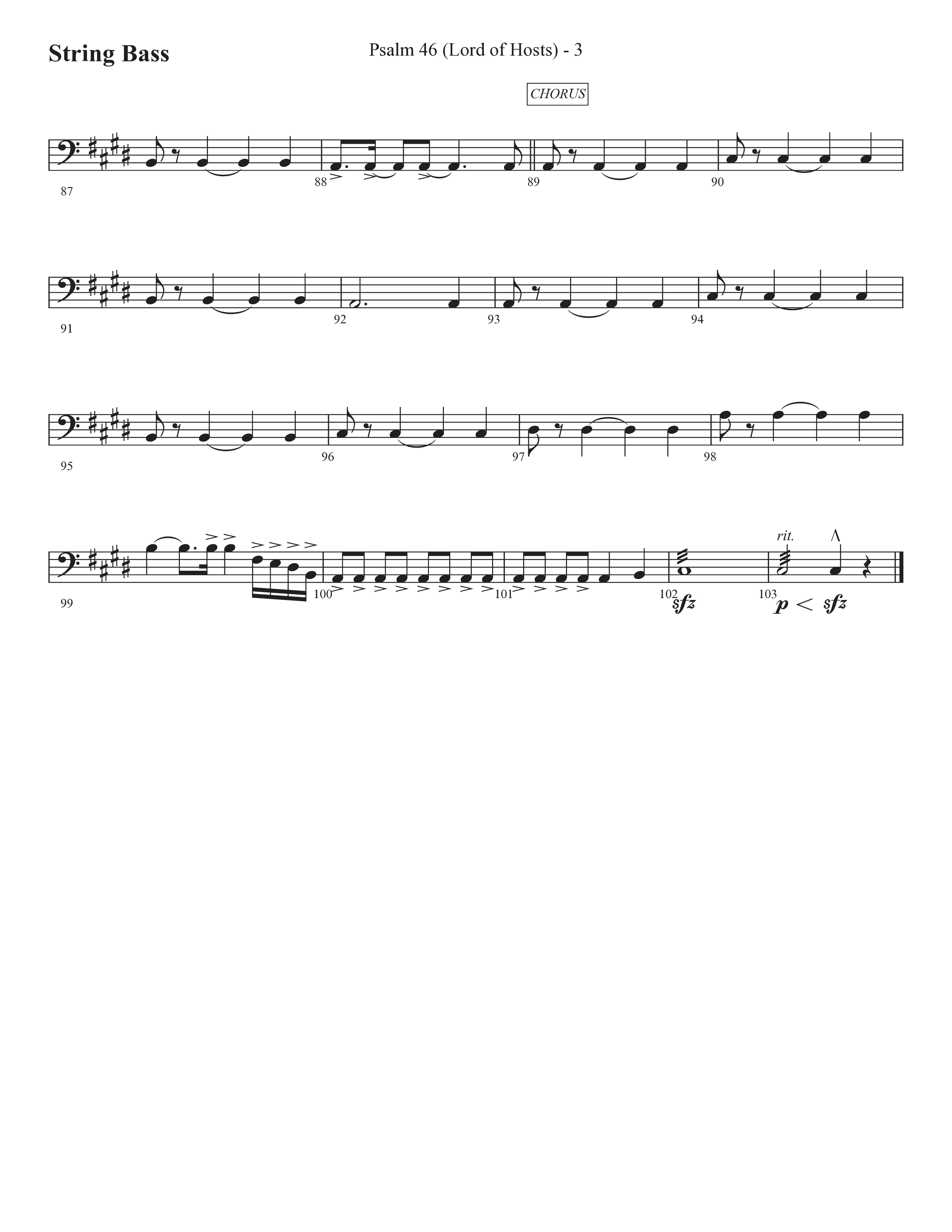 Psalm 46 (Lord Of Hosts) (Choral Anthem SATB) String Bass (Prestonwood Worship / Prestonwood Choir / Arr. Jonathan Walker)