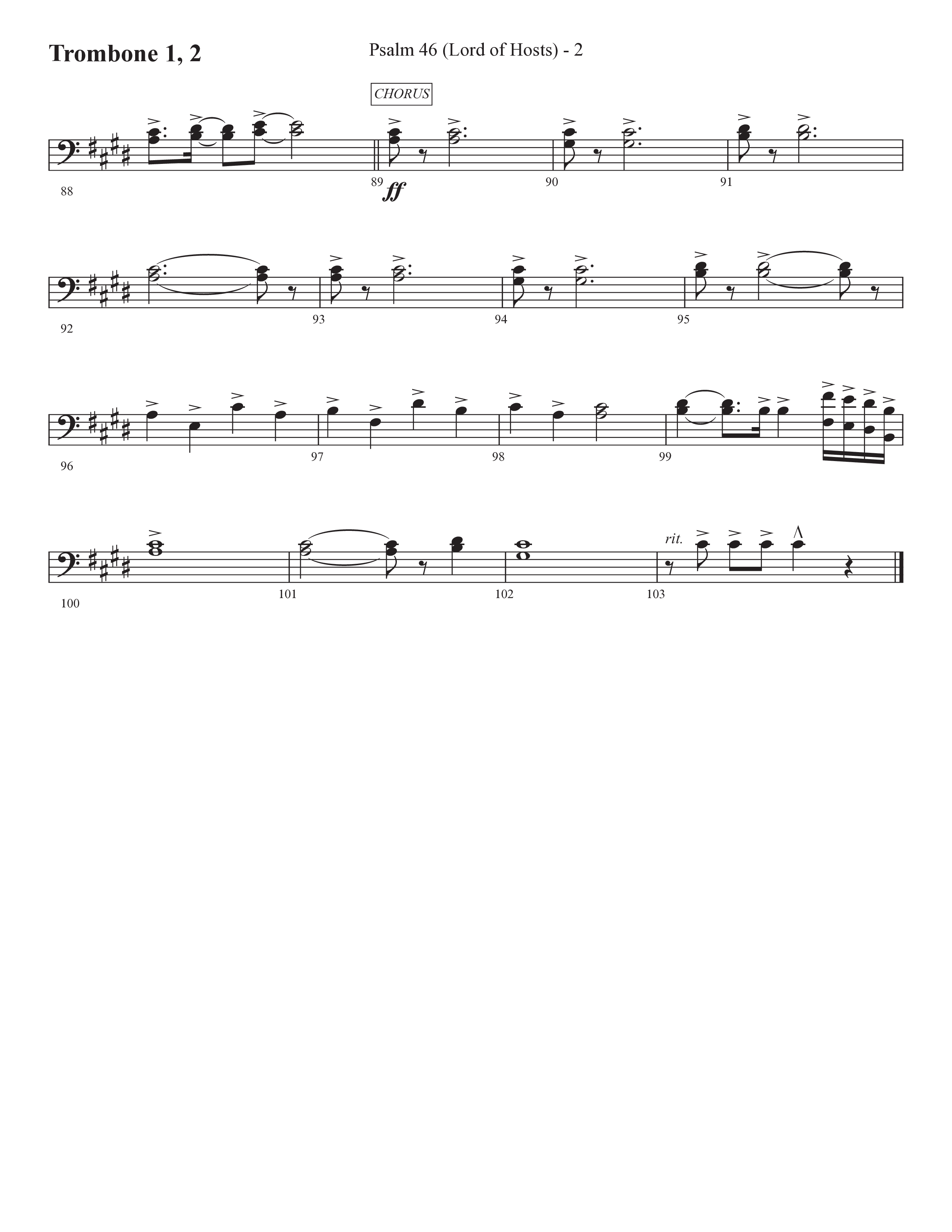 Psalm 46 (Lord Of Hosts) (Choral Anthem SATB) Trombone 1/2 (Prestonwood Worship / Prestonwood Choir / Arr. Jonathan Walker)