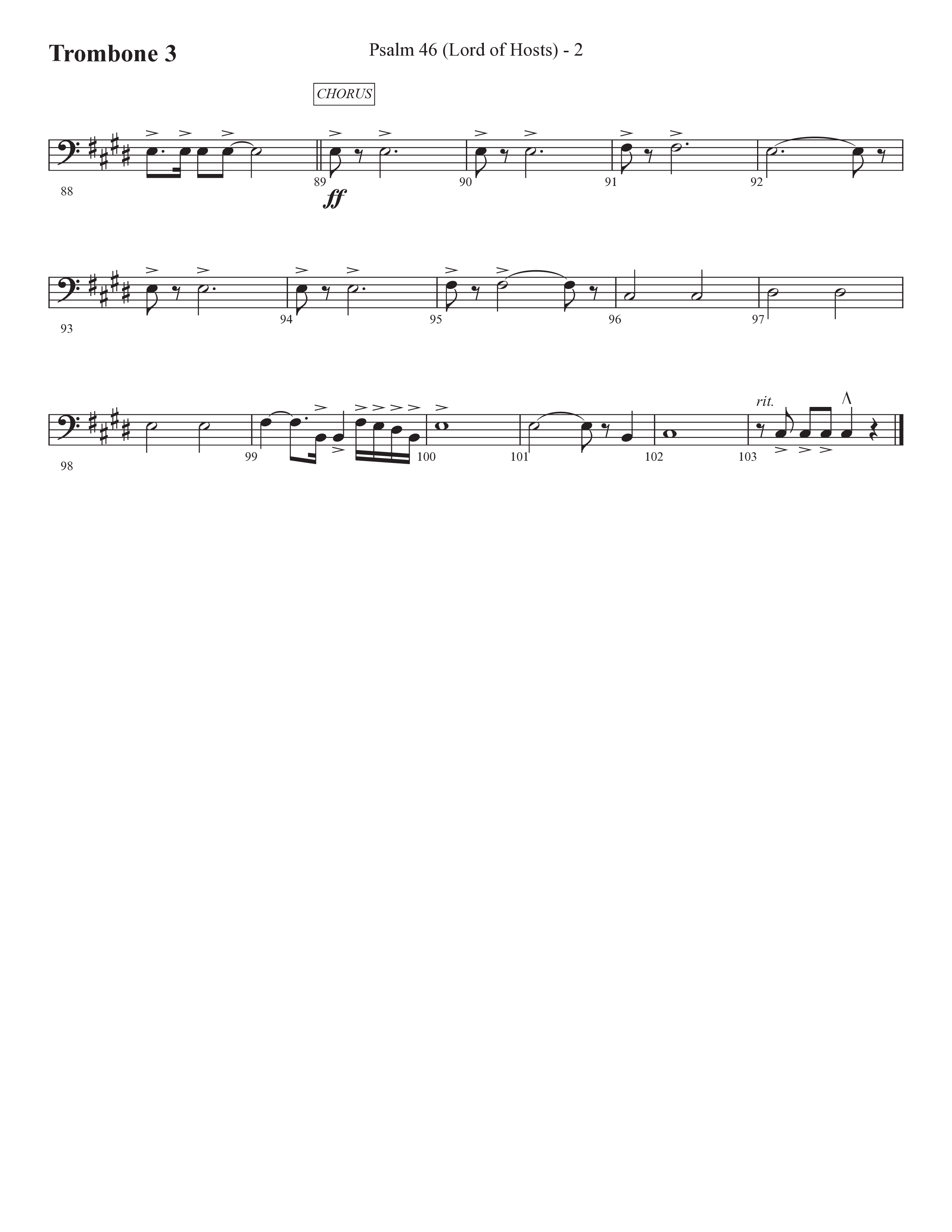 Psalm 46 (Lord Of Hosts) (Choral Anthem SATB) Trombone 3 (Prestonwood Worship / Prestonwood Choir / Arr. Jonathan Walker)
