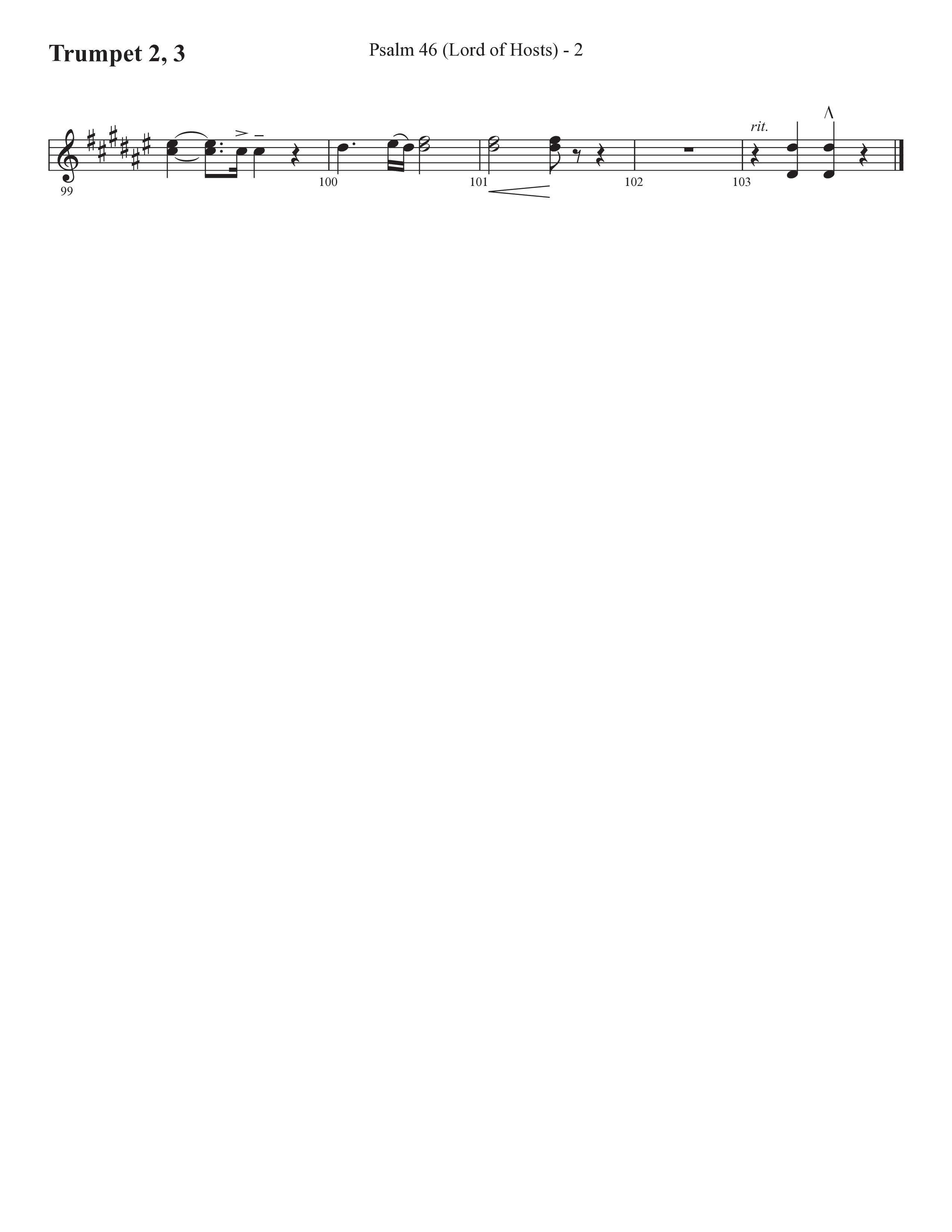 Psalm 46 (Lord Of Hosts) (Choral Anthem SATB) Trumpet 2/3 (Prestonwood Worship / Prestonwood Choir / Arr. Jonathan Walker)
